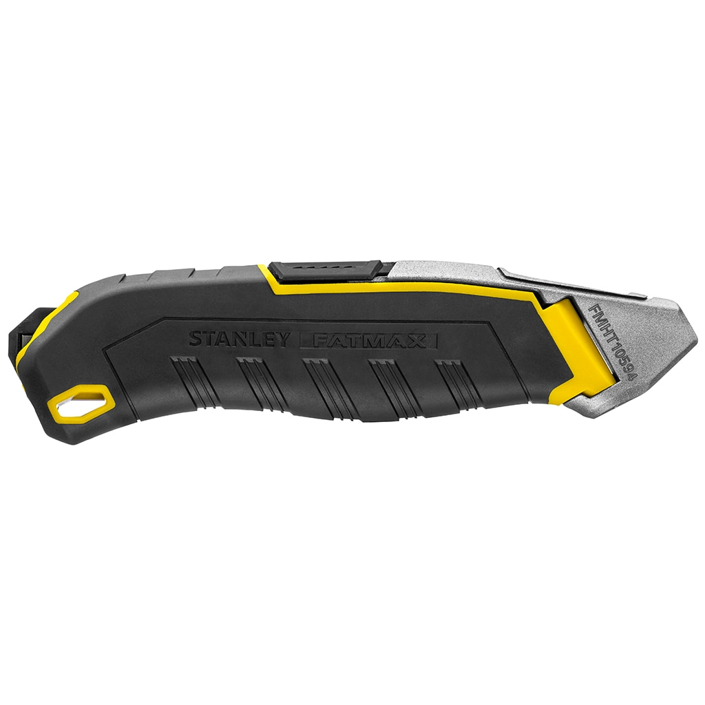 Stanley FatMax-Universalmesser. Schwarz, Gelb und Silber. Geschlossene Position.