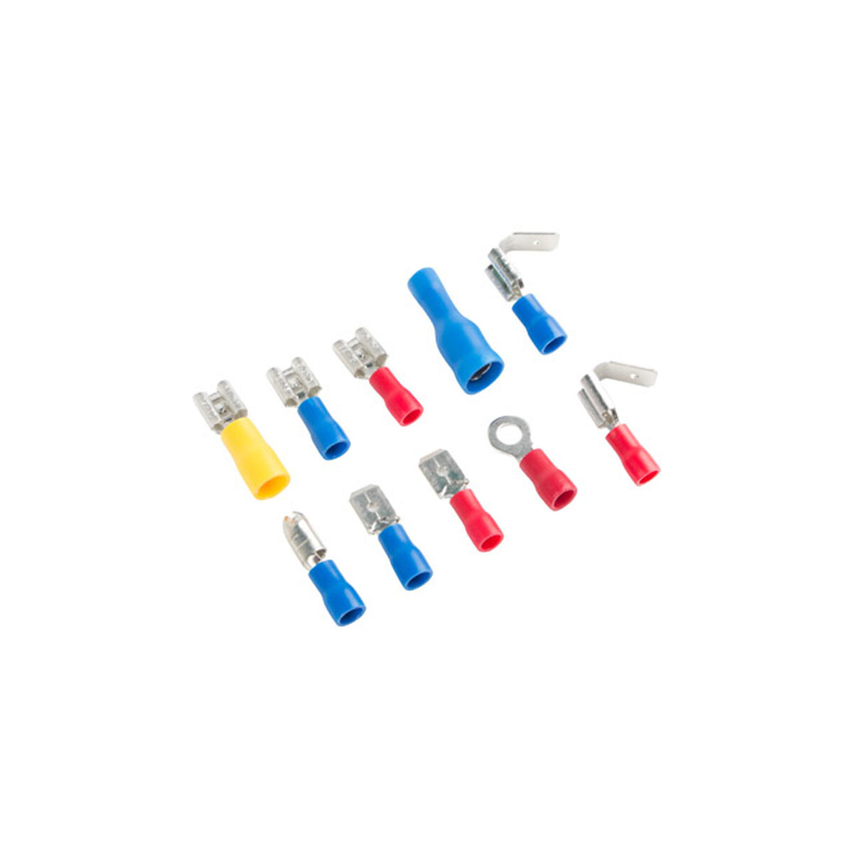 Asortyment złączy elektrycznych w różnych kolorach i rozmiarach.