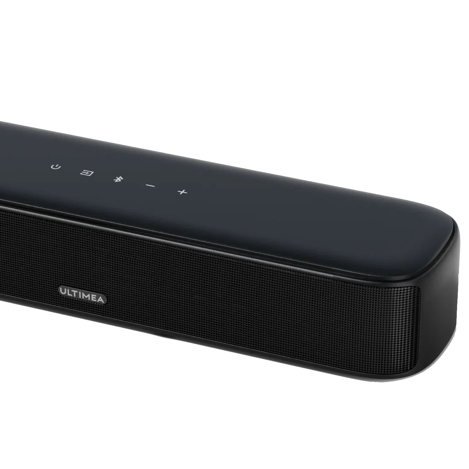A black soundbar with control buttons on top. The speaker has a mesh front and the brand 'ULTIMEA' is visible.
