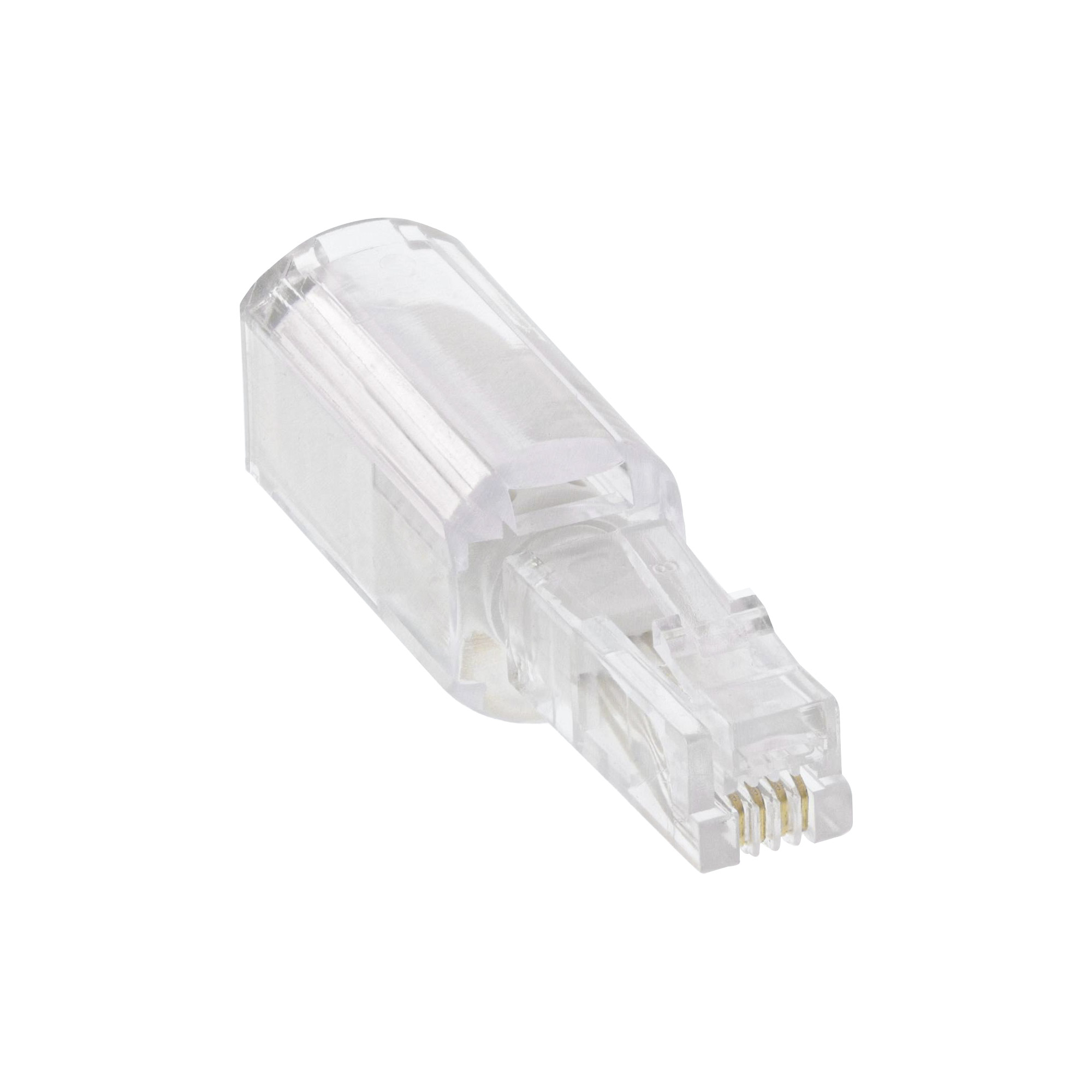 Transparenter RJ45-Stecker.