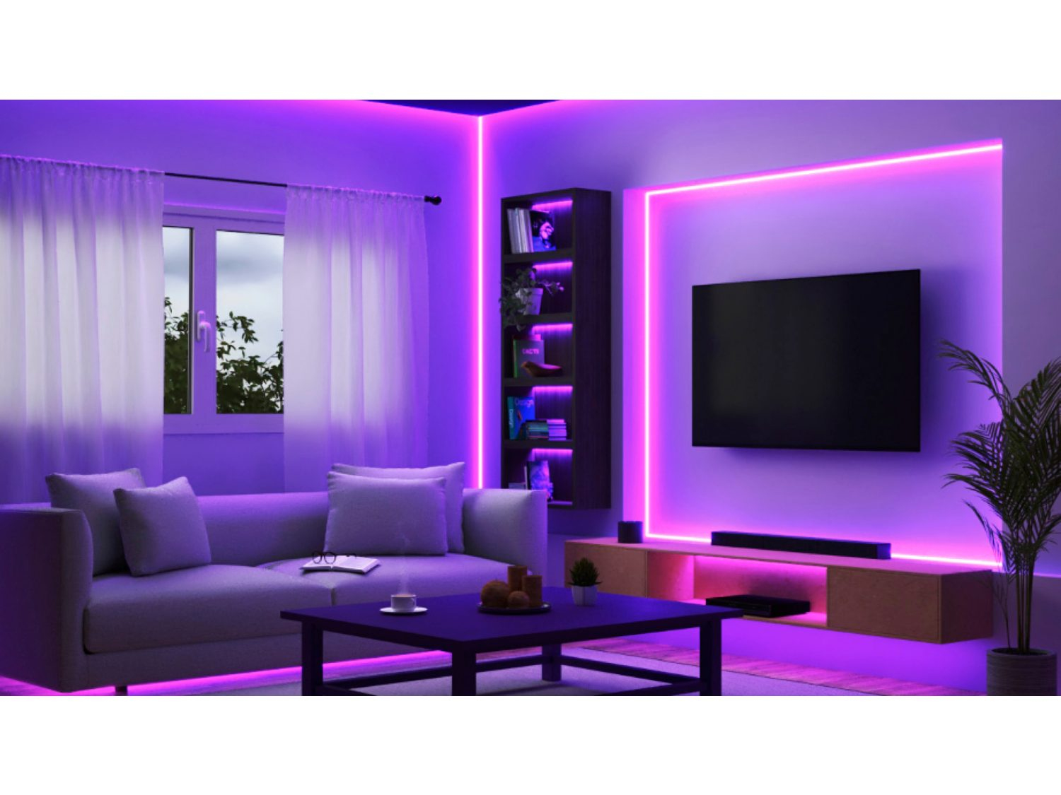 Witte achtergrond met een tv-energielabel dat het energieverbruik toont.