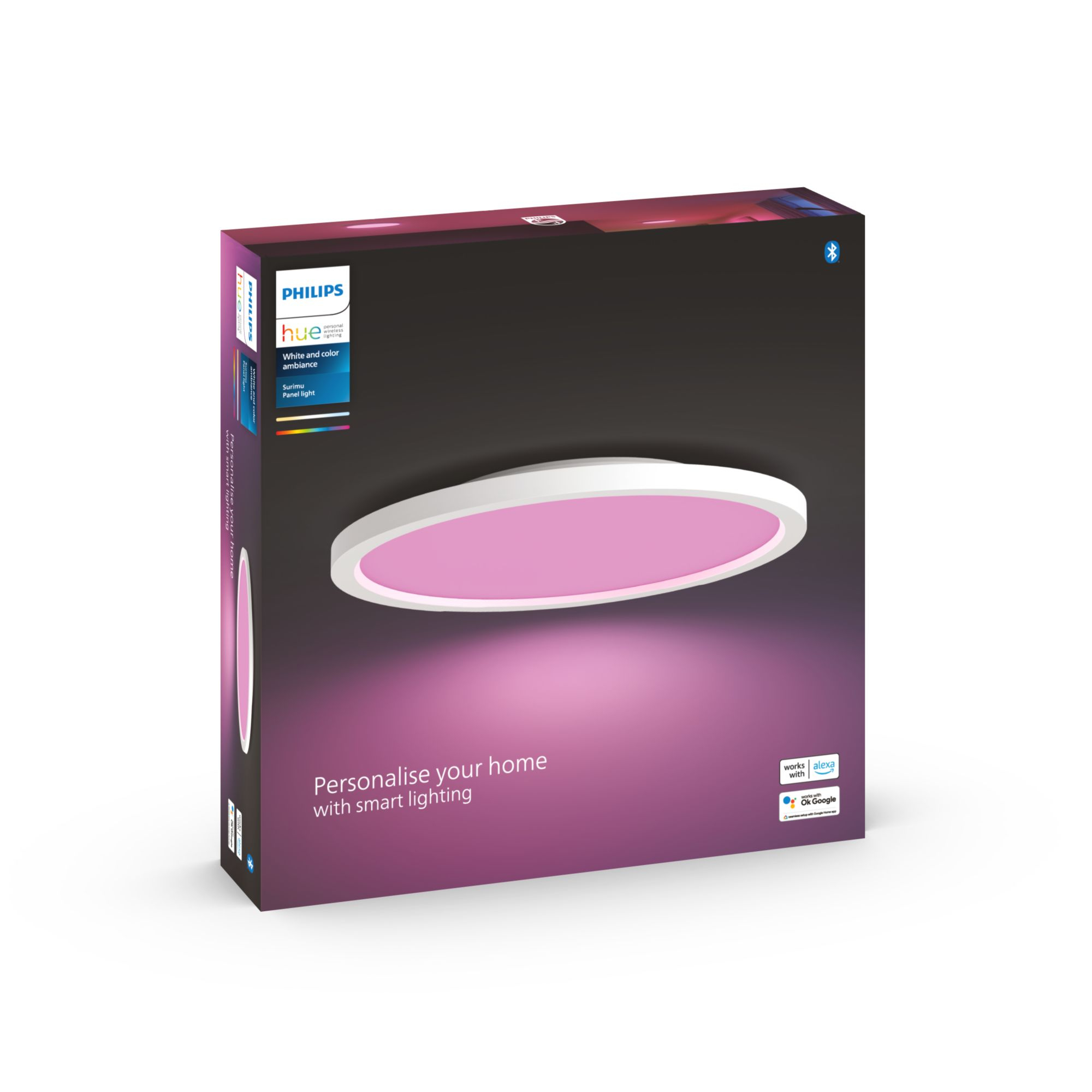 Pudełko z produktem Philips Hue, pokazujące światło panelowe i logo marki.