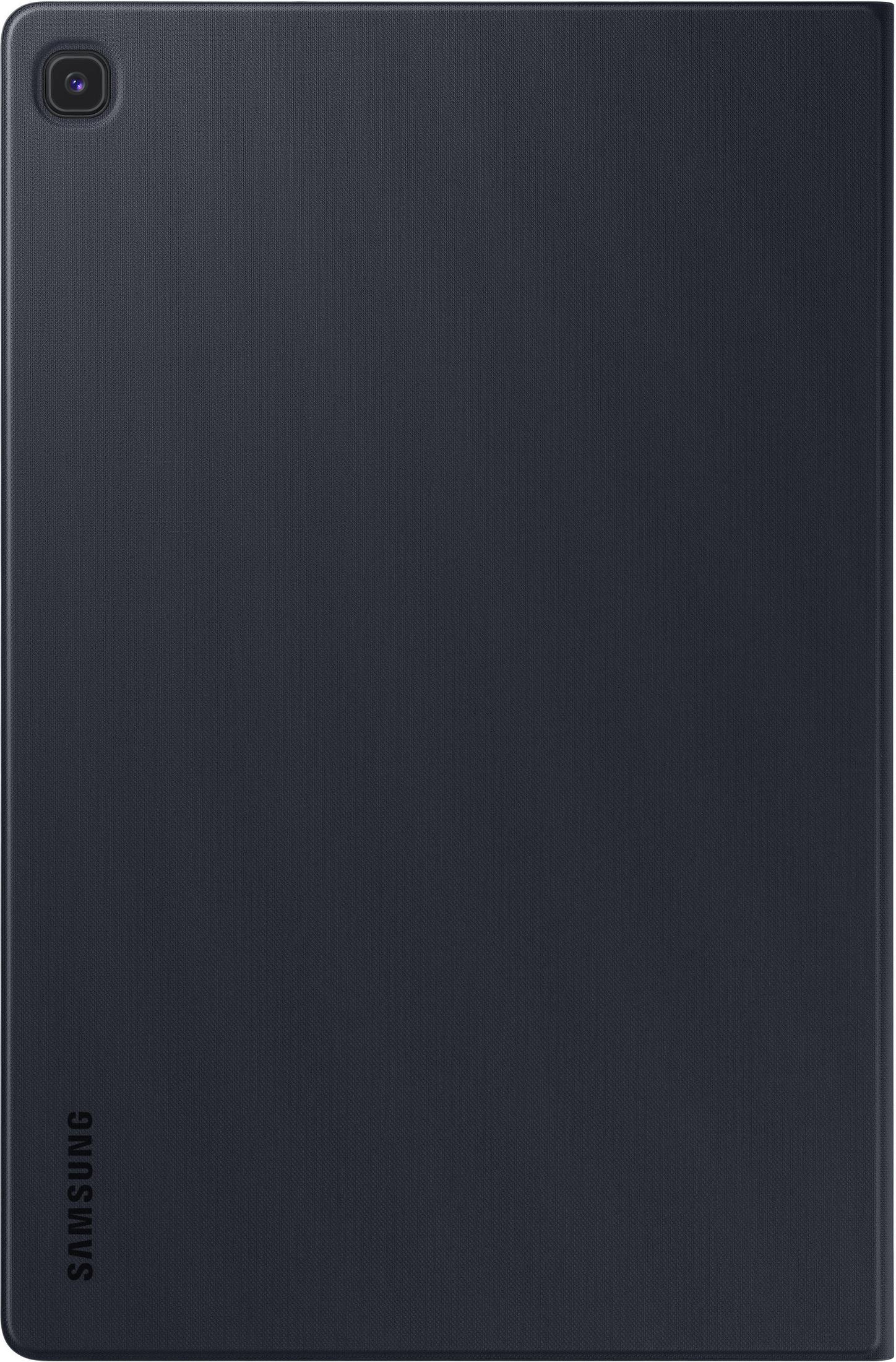 Ciemnoniebieskie etui na tablet z obiektywem aparatu.