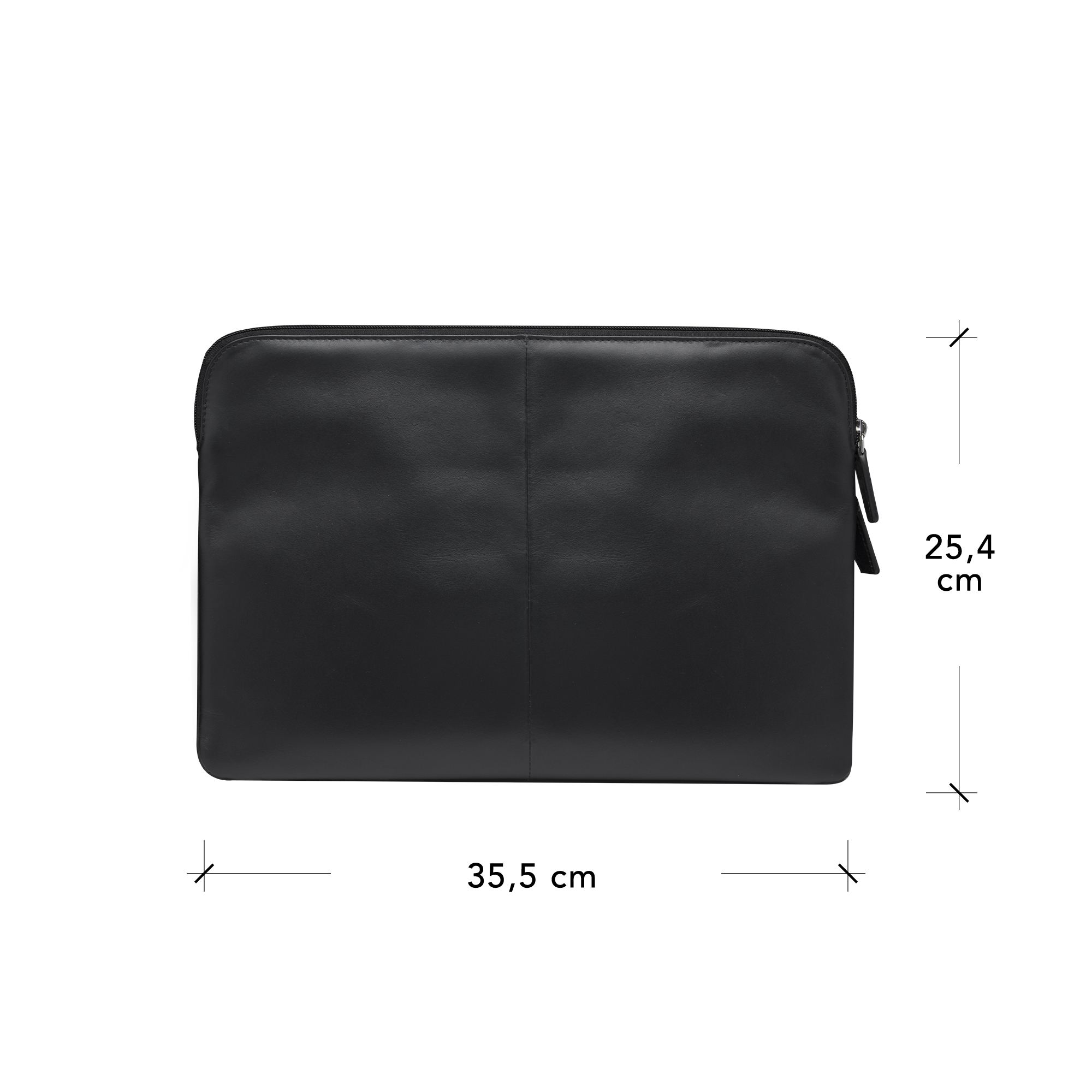 Housse noire pour ordinateur portable. Fermeture éclair. Dimensions: 35,5 cm x 25,4 cm.