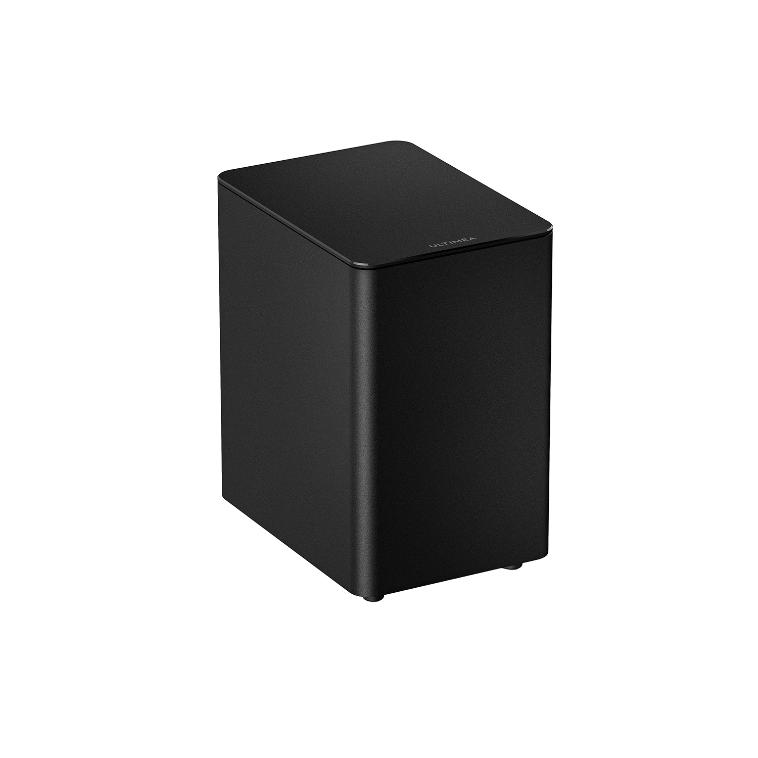Altoparlante subwoofer nero e rettangolare. Ha un design semplice.
