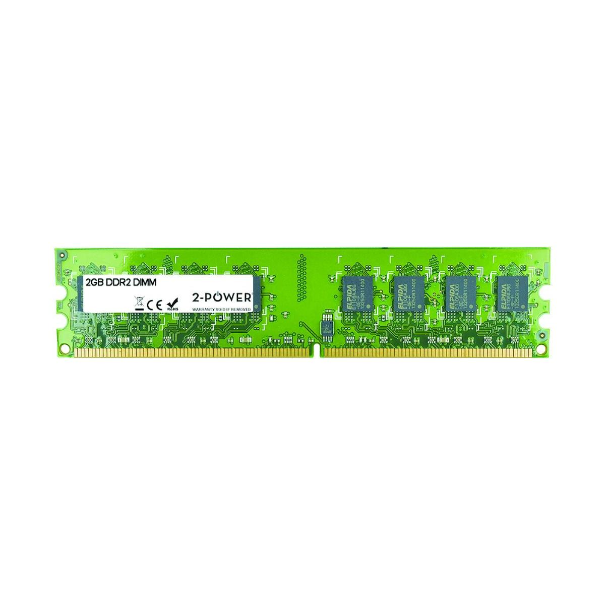 Zielony moduł RAM DIMM DDR2 2 GB z różnymi układami i złotymi złączami.