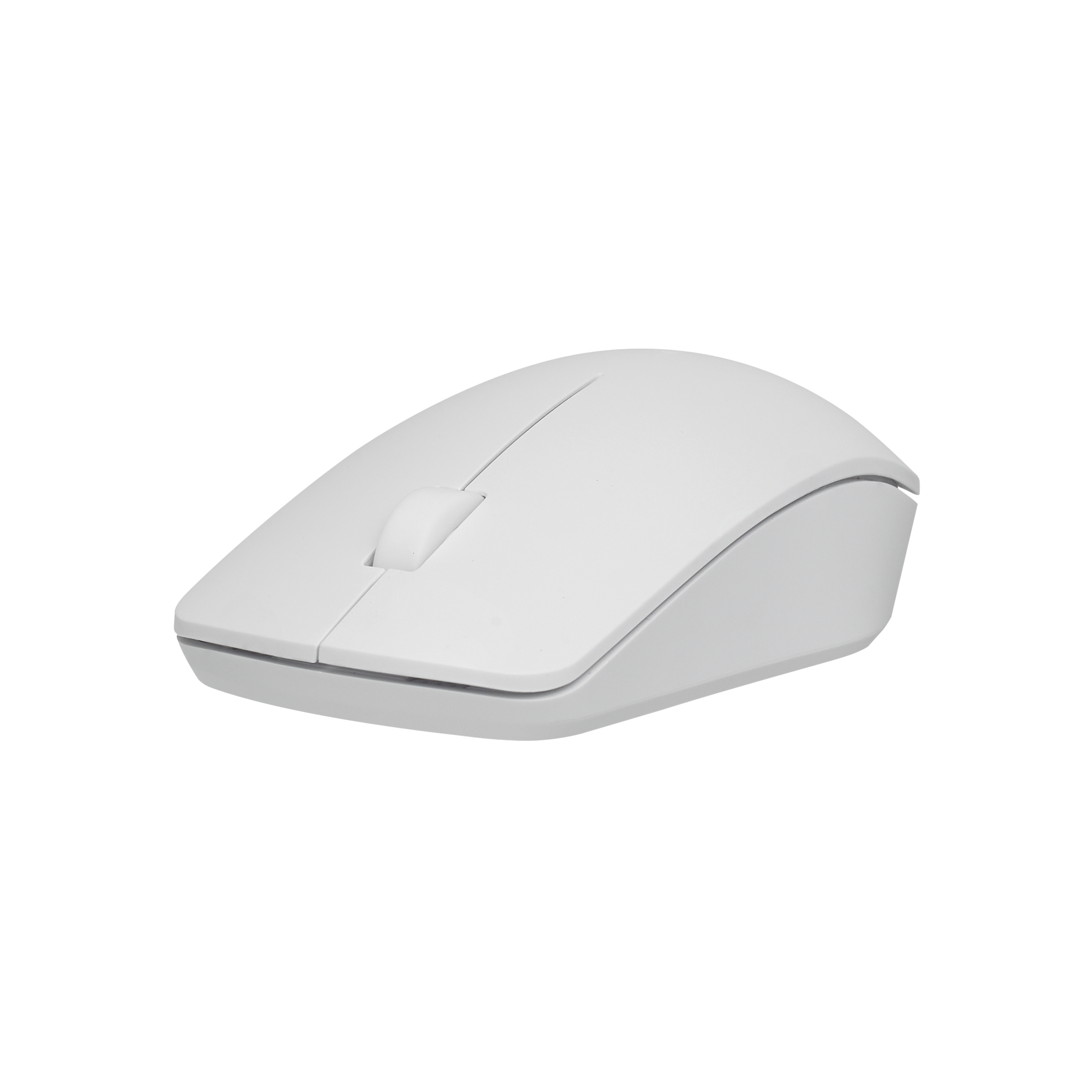 Mouse bianco su sfondo bianco con rotella di scorrimento.