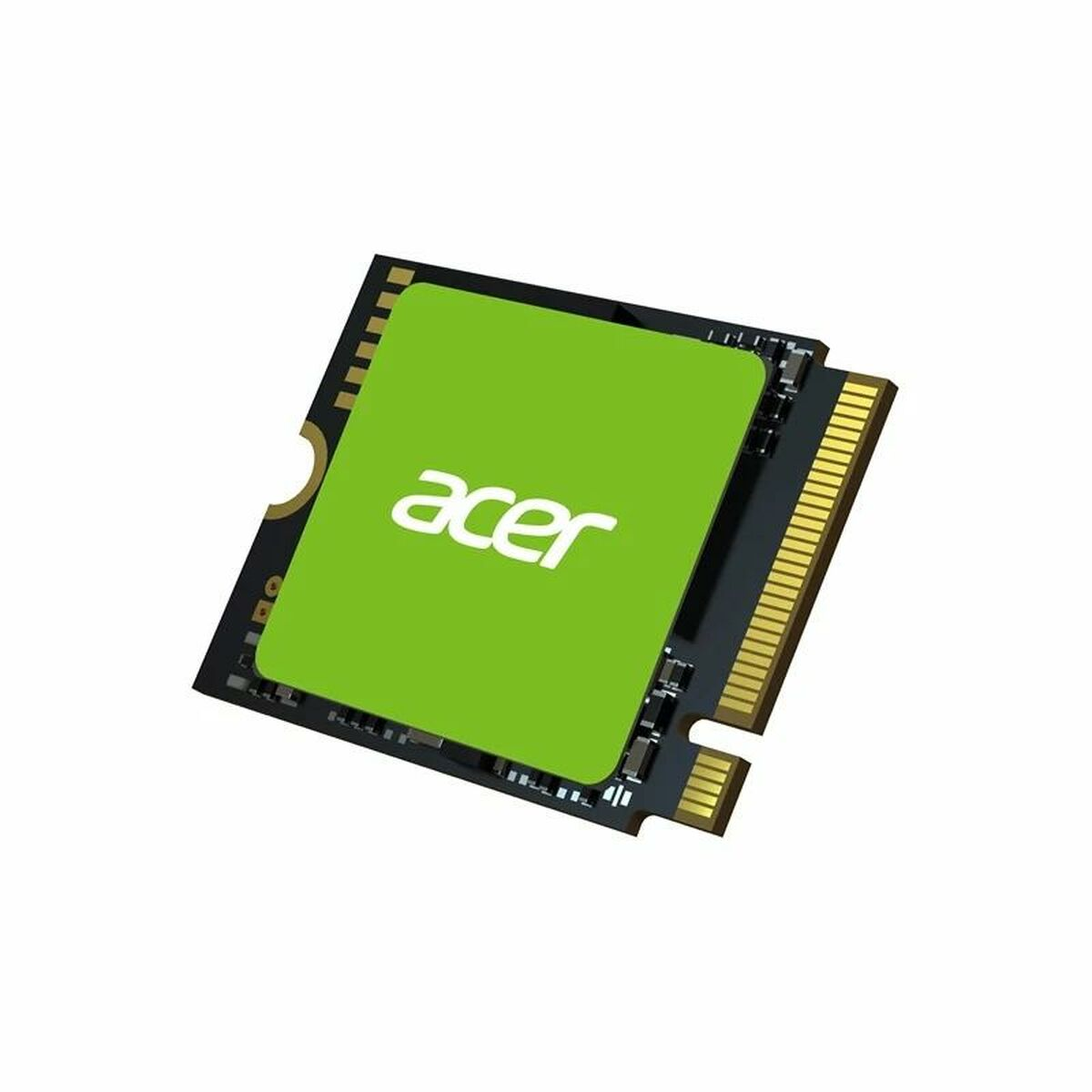 Zielony i czarny dysk SSD M.2 z logo Acer. Dysk jest pokazany na białym tle.