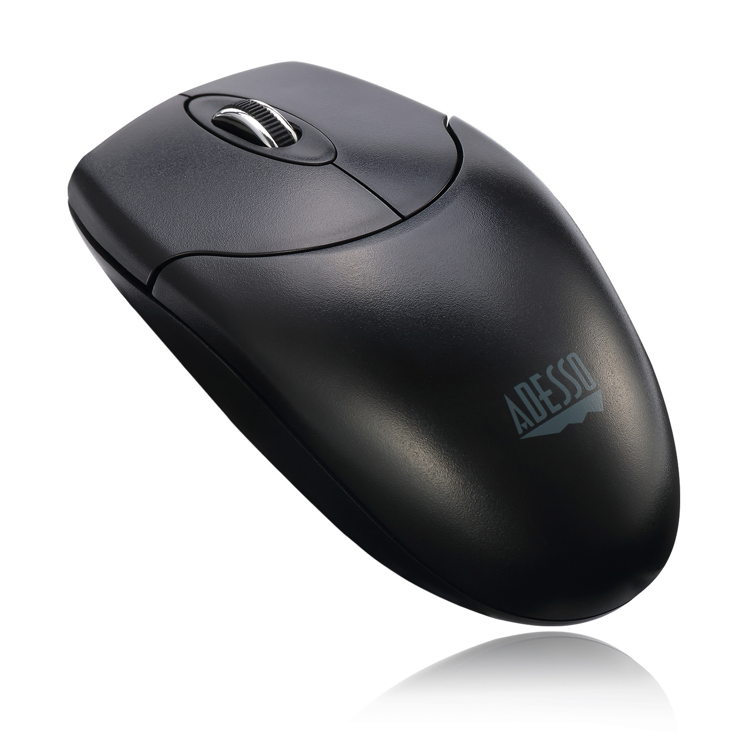Mouse per computer nero. Ha rotella e logo ADESSO.