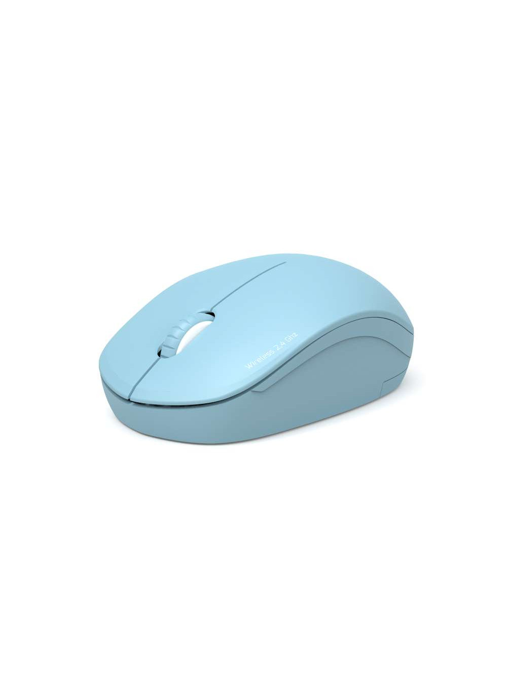 Blue mouse. Simple design. Wireless 2.4 GHz text is visible.