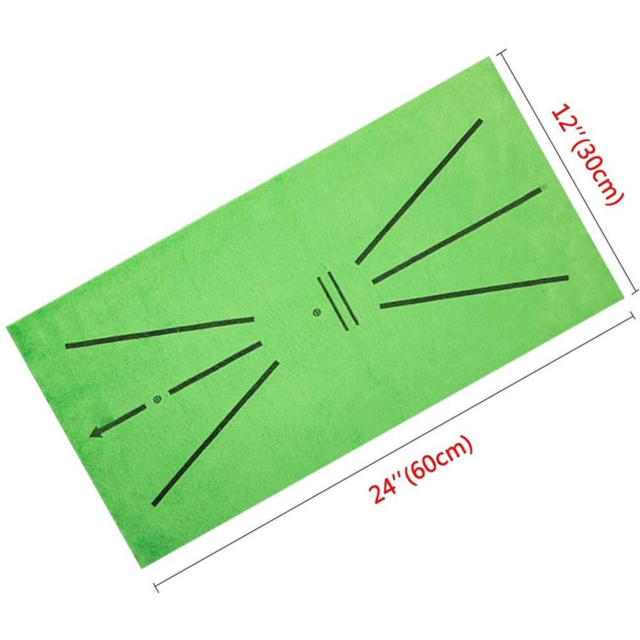 Grüne Golfmatte mit Linien, Maße 12"x24".