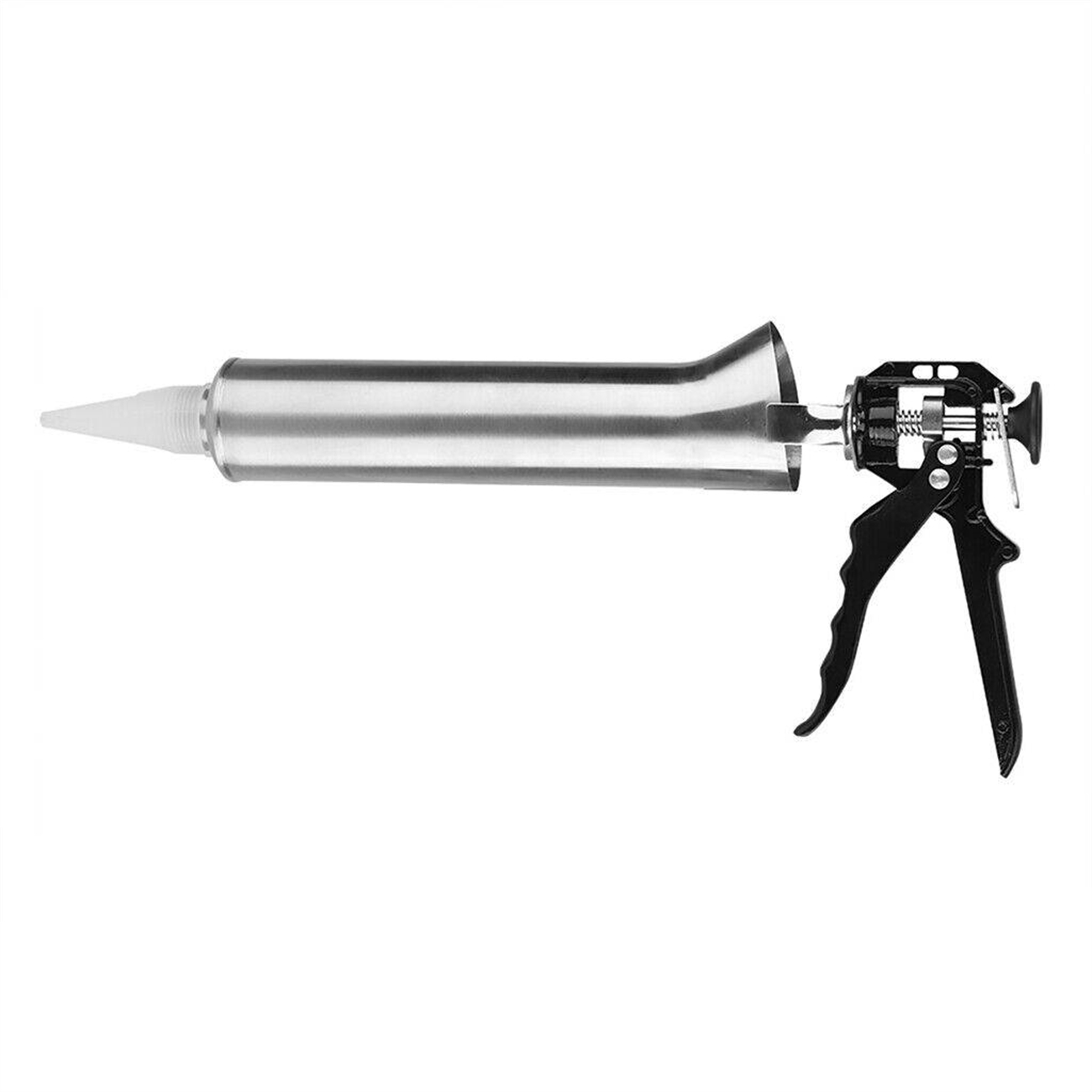 Metall-Kartuschenpistole, weißer Hintergrund, mit Düse.