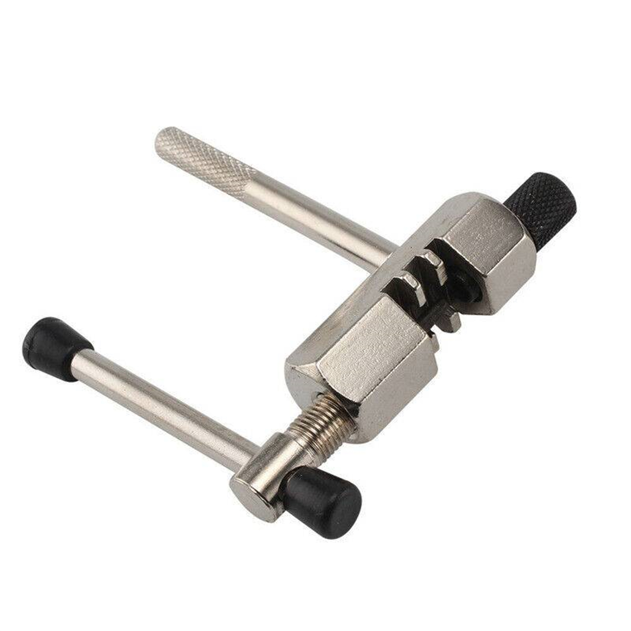 Ein Fahrradkettentool aus Metall mit Griff und einem Pressmechanismus.