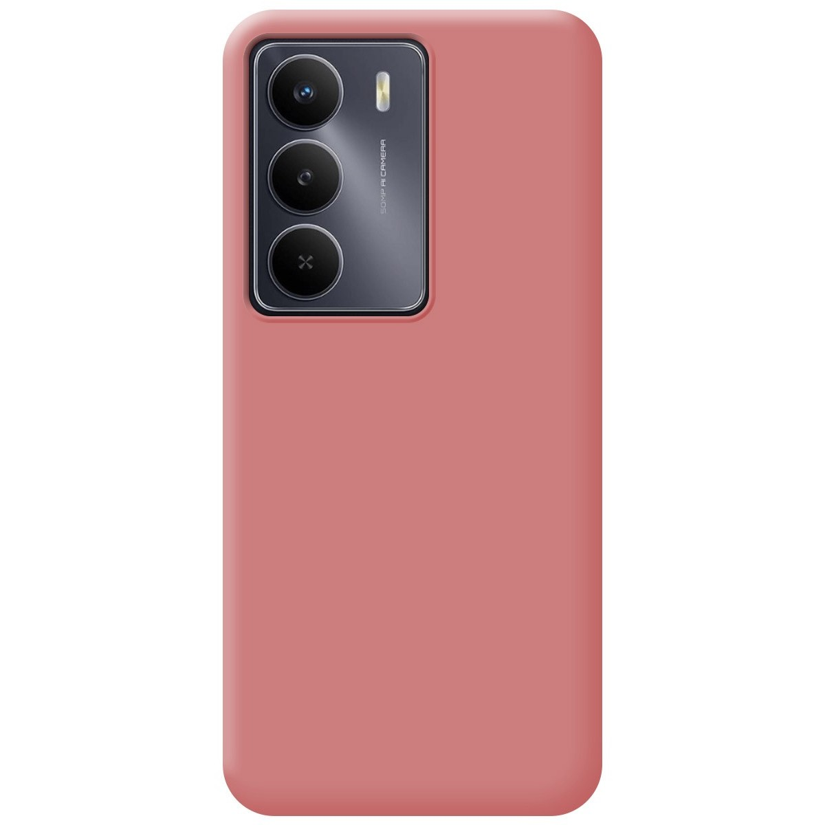 Custodia per telefono rosa con tre fotocamere laterali.