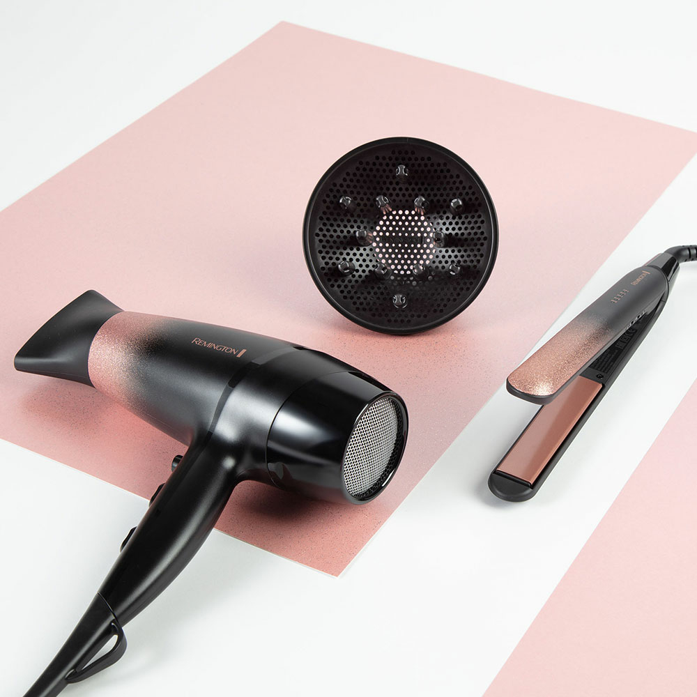 Secador de pelo iónico REMINGTON Rose Shimmer, 2200 W, niveles