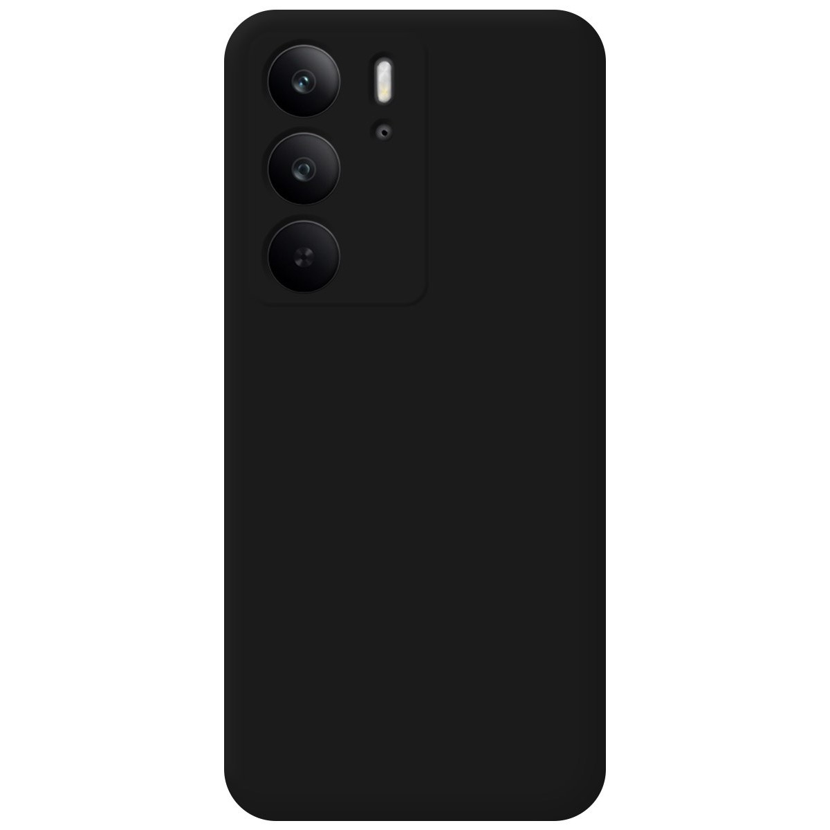 Custodia per telefono nera con tre obiettivi della fotocamera.