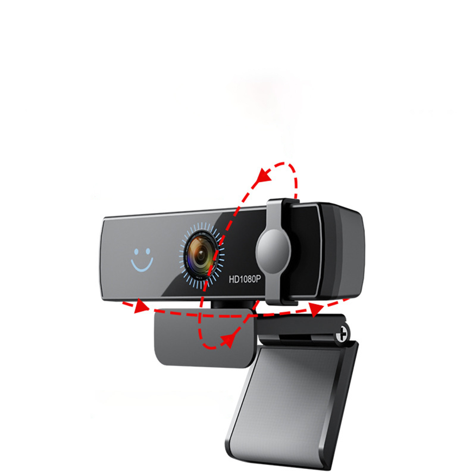 Webcam mit Pfeilen, die die Möglichkeit zeigen, die Kamera zu neigen und zu drehen.