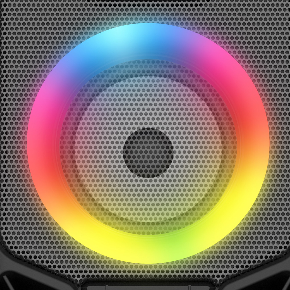 Kratka głośnika z kolorowym pierścieniowym światłem RGB.