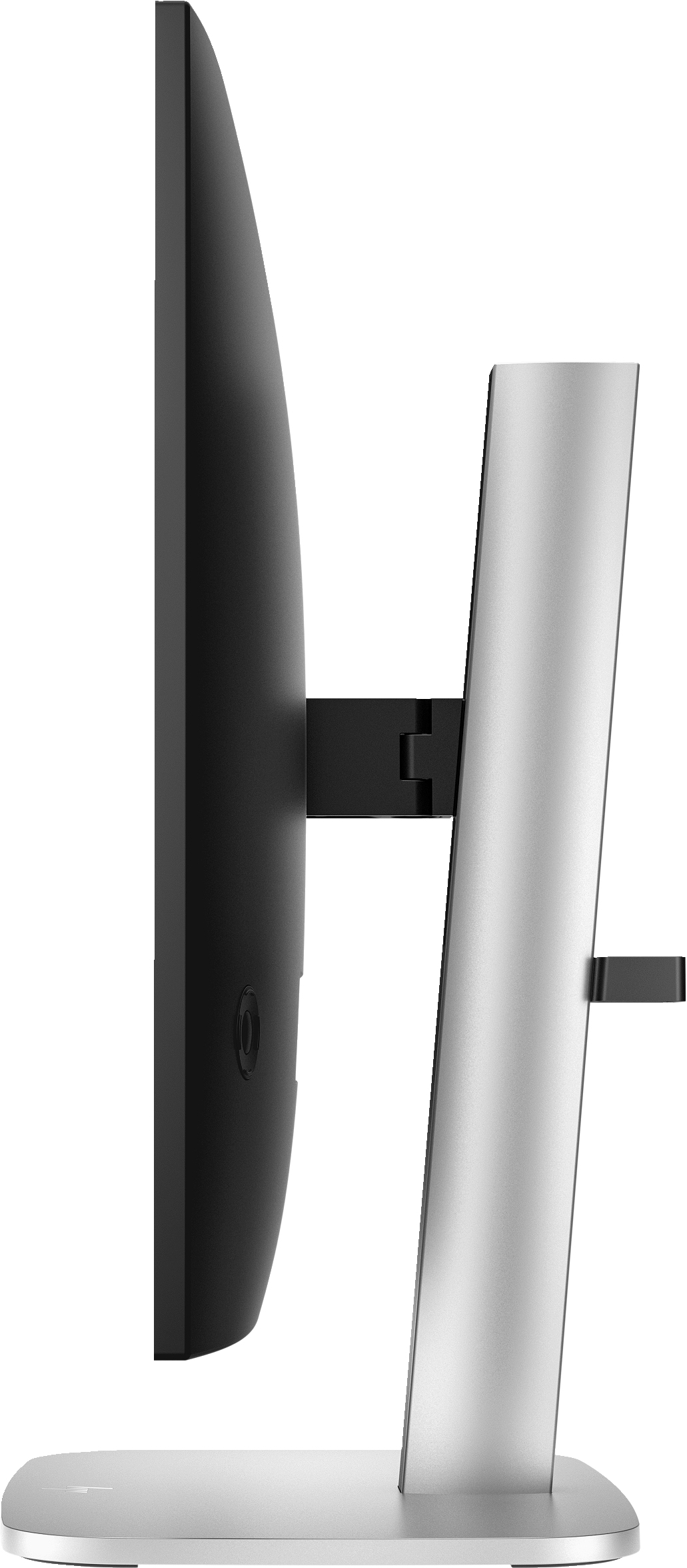 Widok z boku monitora Acer ze srebrną podstawą. Ekran jest czarny.