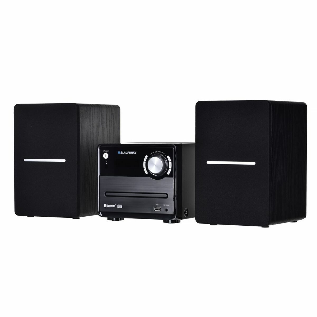 Nahaufnahme des USB-Anschlusses und des MP3-Links einer Stereoanlage.