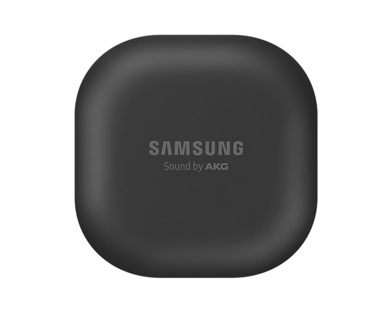 Un astuccio chiuso nero per auricolari Samsung con il logo Samsung e 'Sound by AKG'. Lo sfondo è bianco.