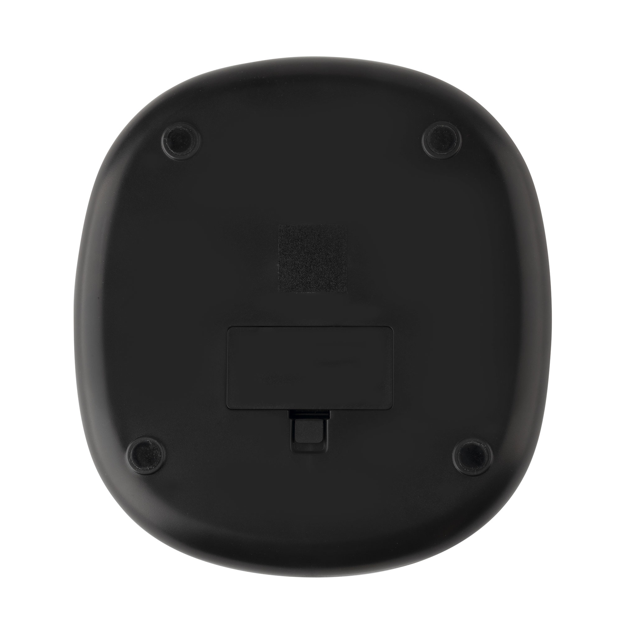 Czarna podstawa wagi elektronicznej z czterema czarnymi nóżkami.