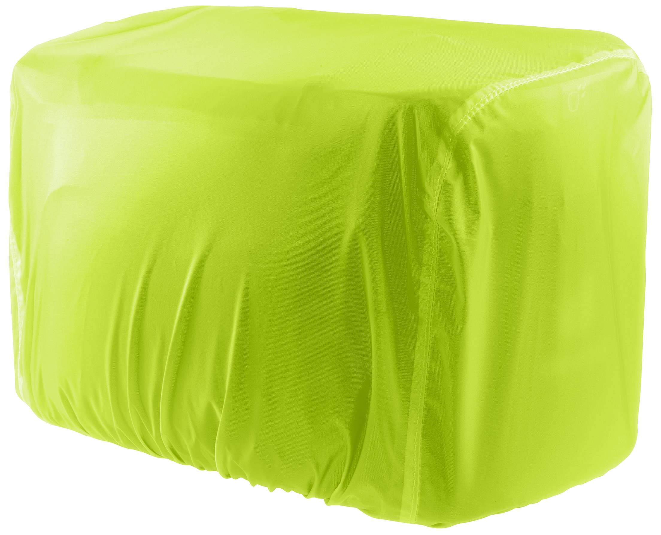 Hellgelbe Hülle über einem rechteckigen Objekt, möglicherweise einer Tasche oder Box.