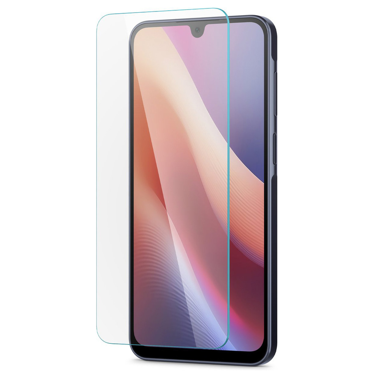 Smartfon z nałożonym ochraniaczem ekranu.