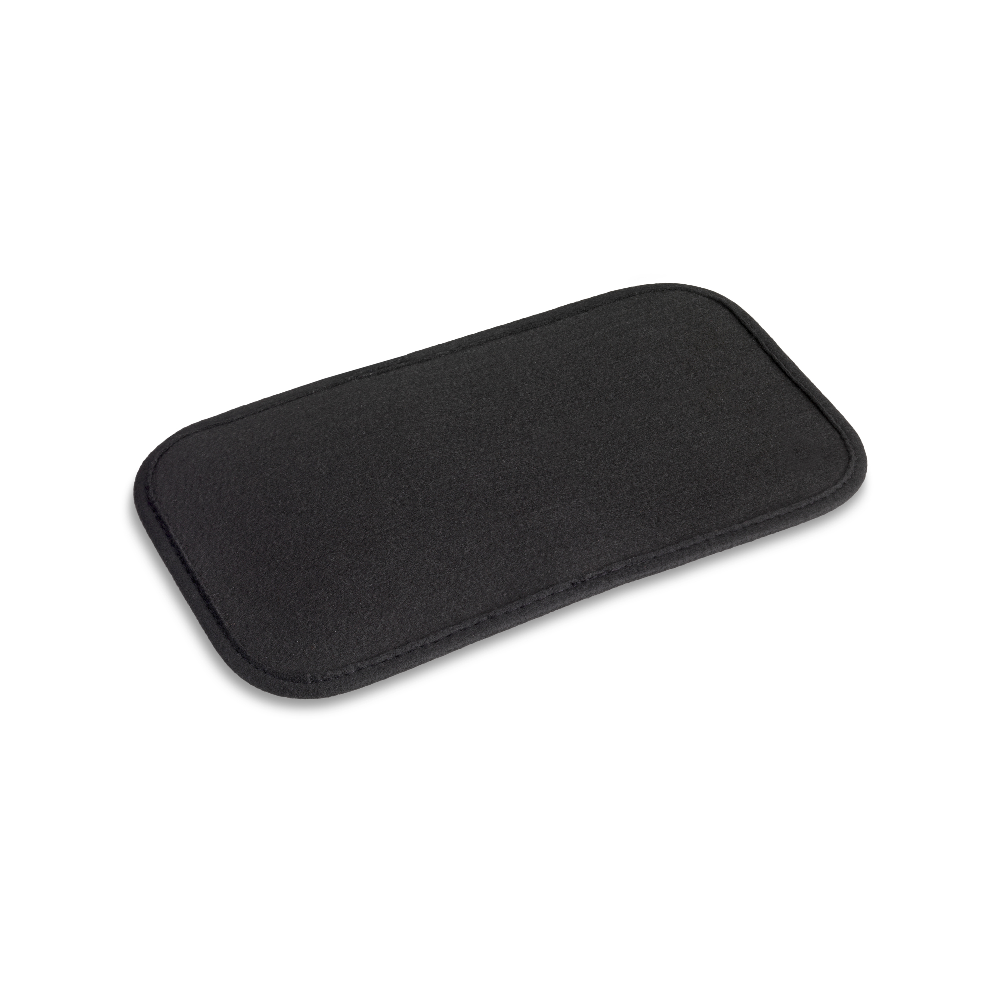 Alfombrilla de ratón rectangular negra con esquinas redondeadas sobre fondo blanco.