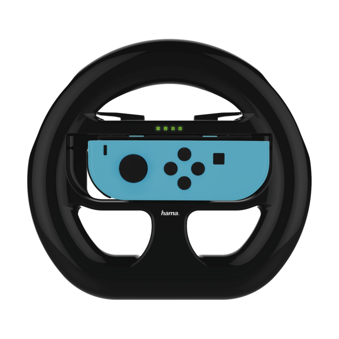 Volante nero per Joy-Con Nintendo Switch, con controller blu.