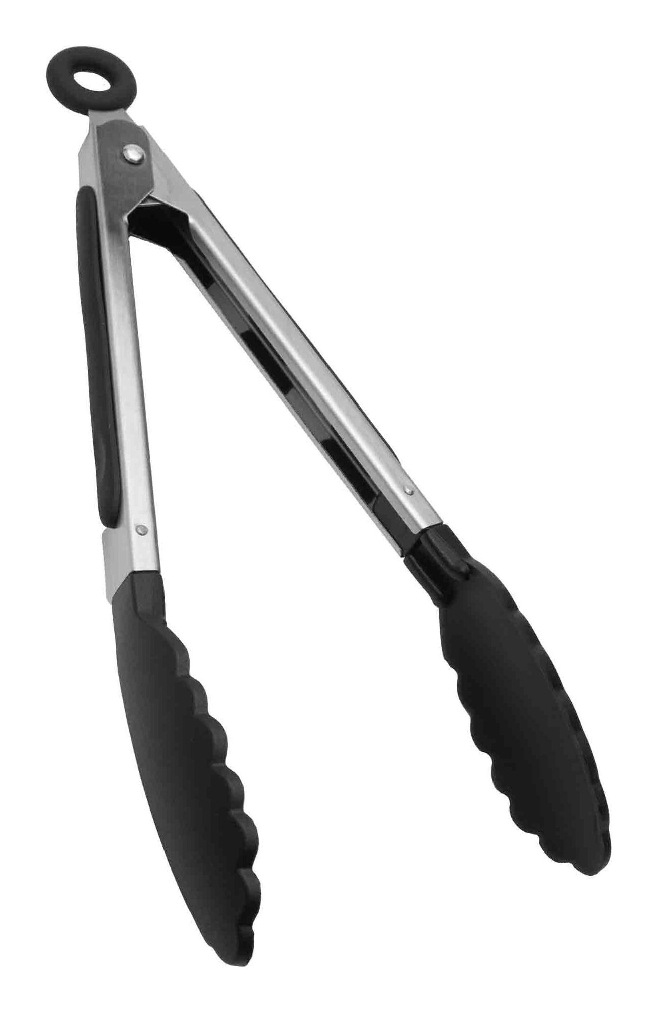 Pinze in acciaio inossidabile e nere con punte in silicone nero.
