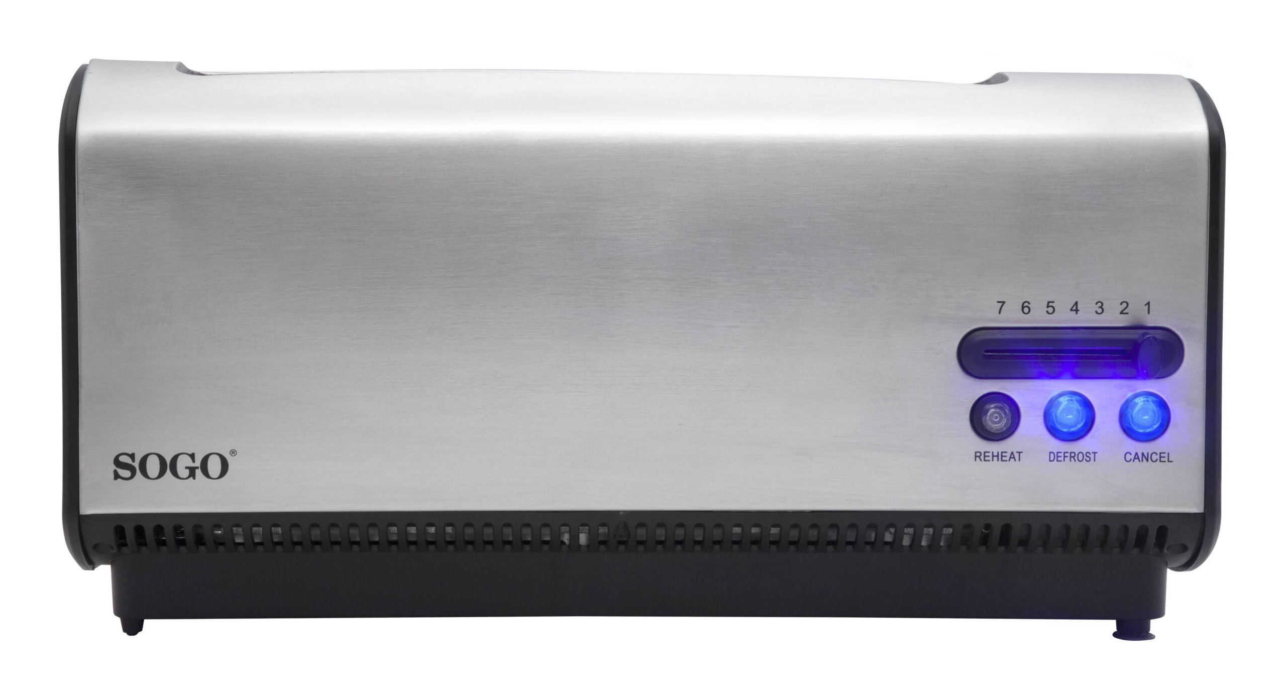 Tostapane SOGO in acciaio inox. Con pulsanti per riscaldare, scongelare e annulla.