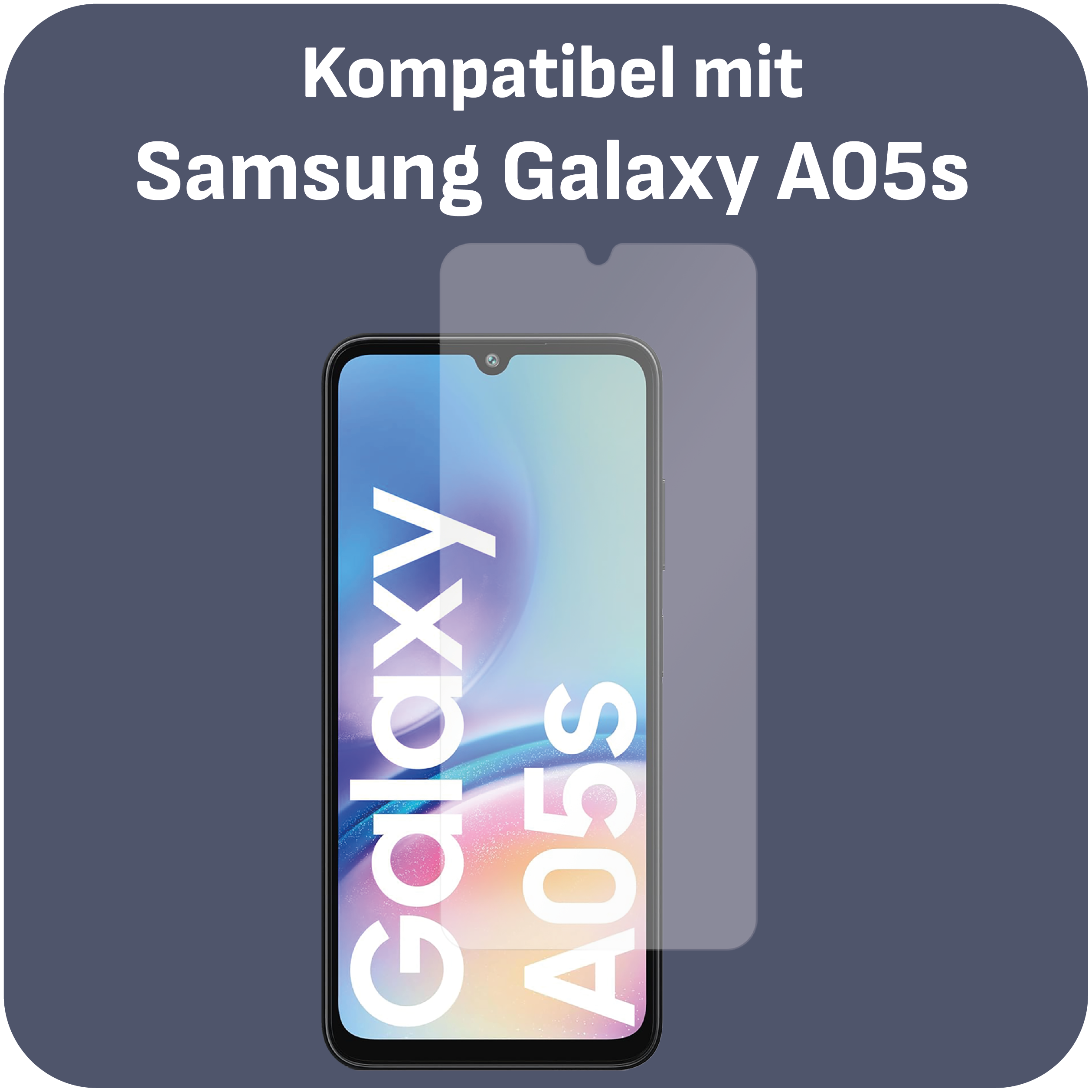 Ein Smartphone mit aufgetragener Displayschutzfolie. Das Telefon ist weiß mit blau-weißem Bildschirm.
