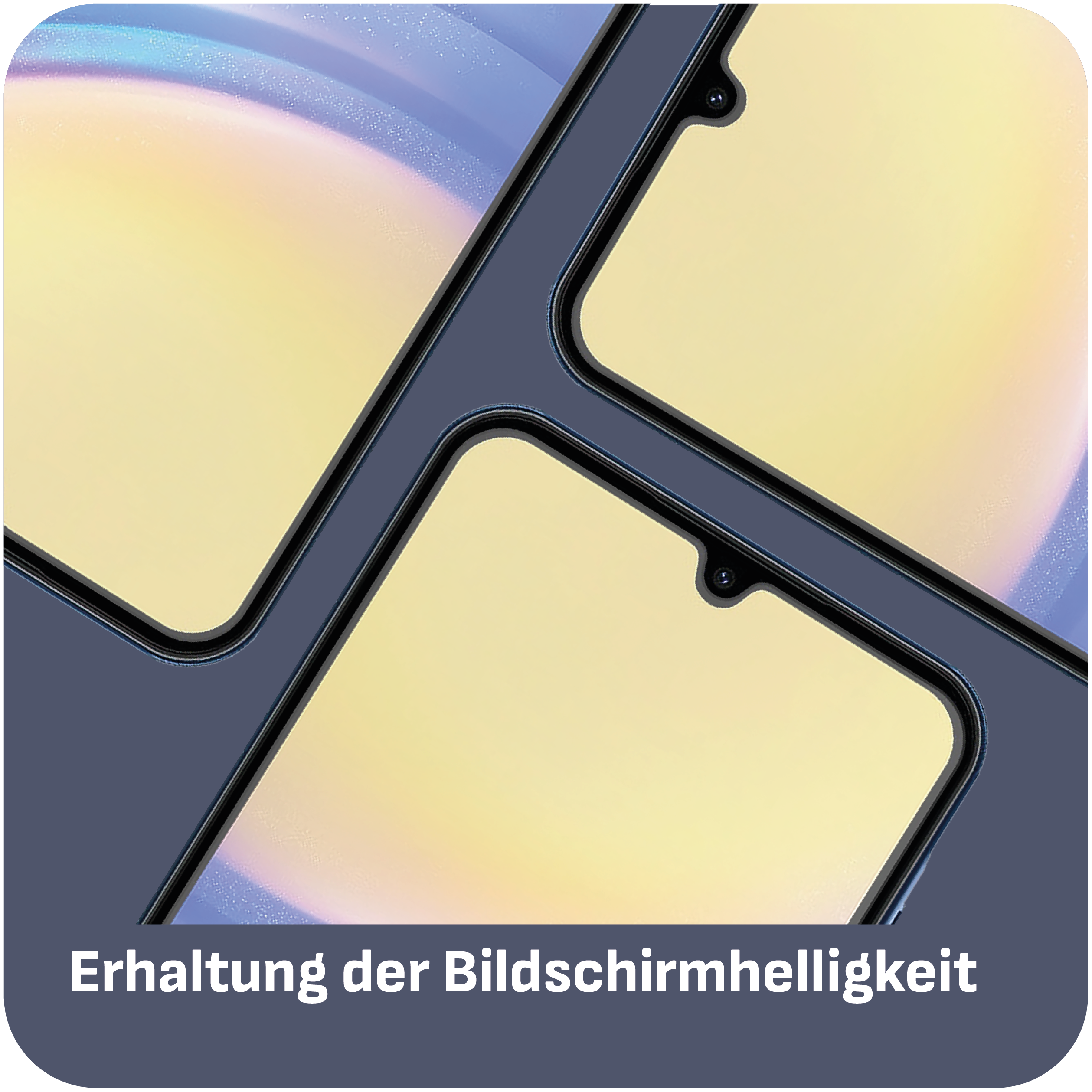 Nahaufnahme eines Bildschirmschutzes mit Bildschirmdetails und Schutzrahmen.