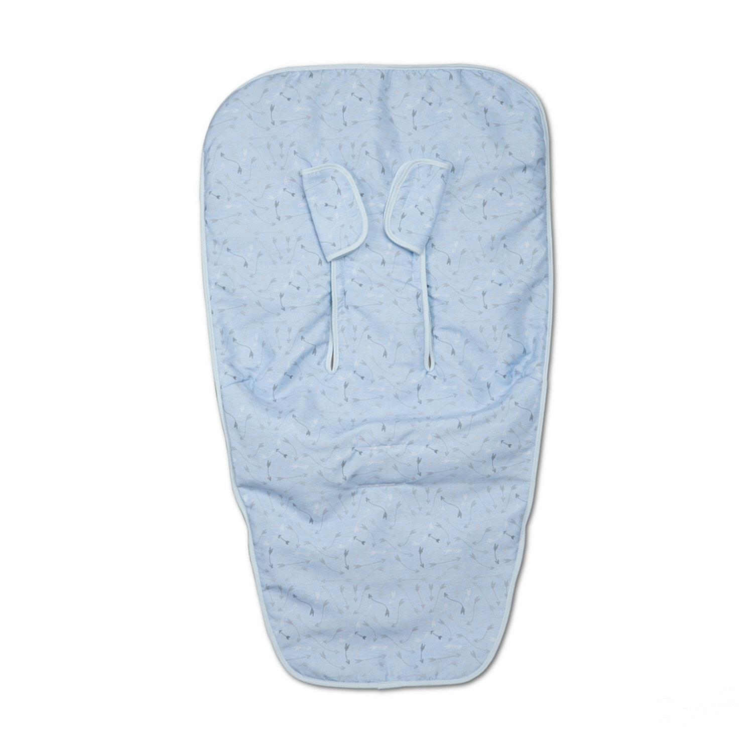 Inserto azul para cochecito de bebé con un patrón de flechas.