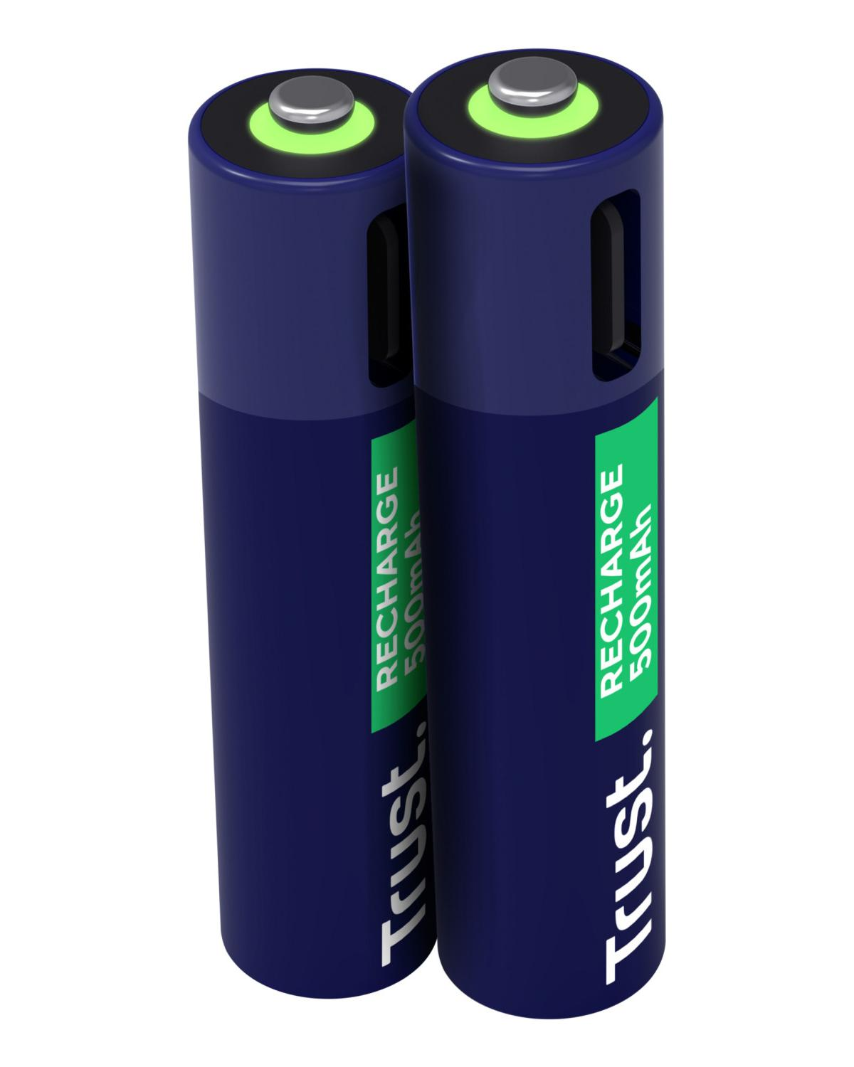TRUST Haushaltsbatterie Wiederaufladbarer Akku AAA für USB-C Wiederaufladbarer Akku Akkumulator/Batterie (Zubehör), 1.2 Volt, 500 mAh 1 ml