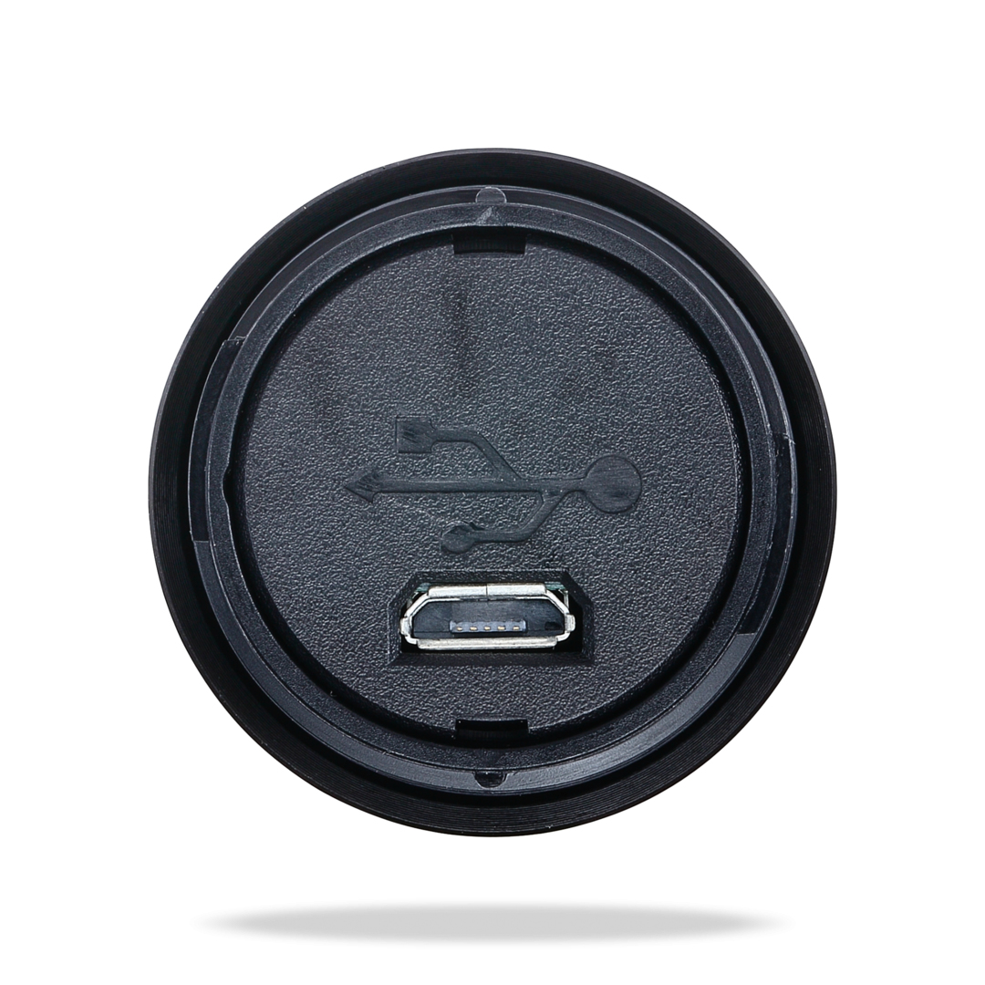 Czarny port USB-C i symbol na czarnej powierzchni.