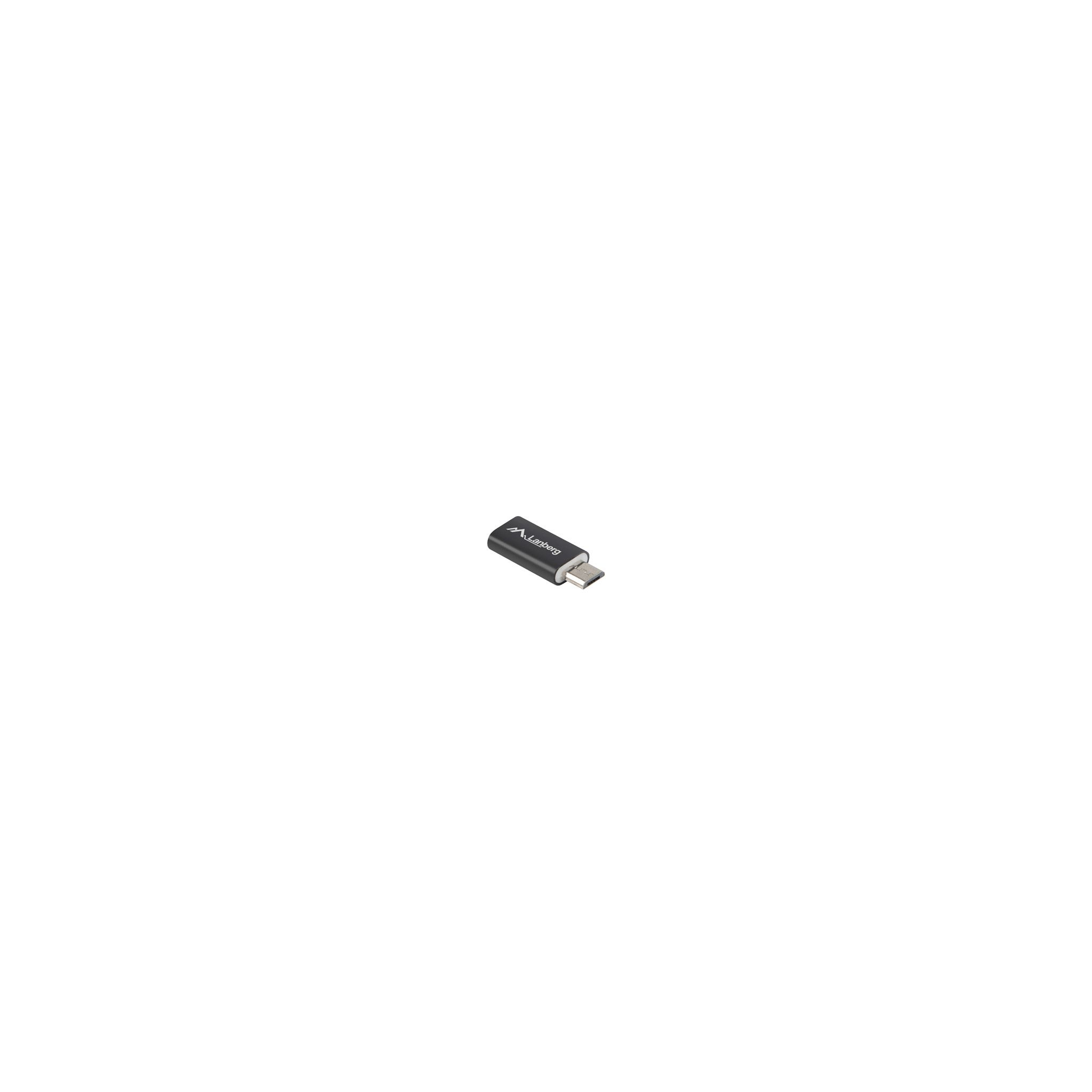 Adaptador USB-C a USB negro. Fondo blanco.