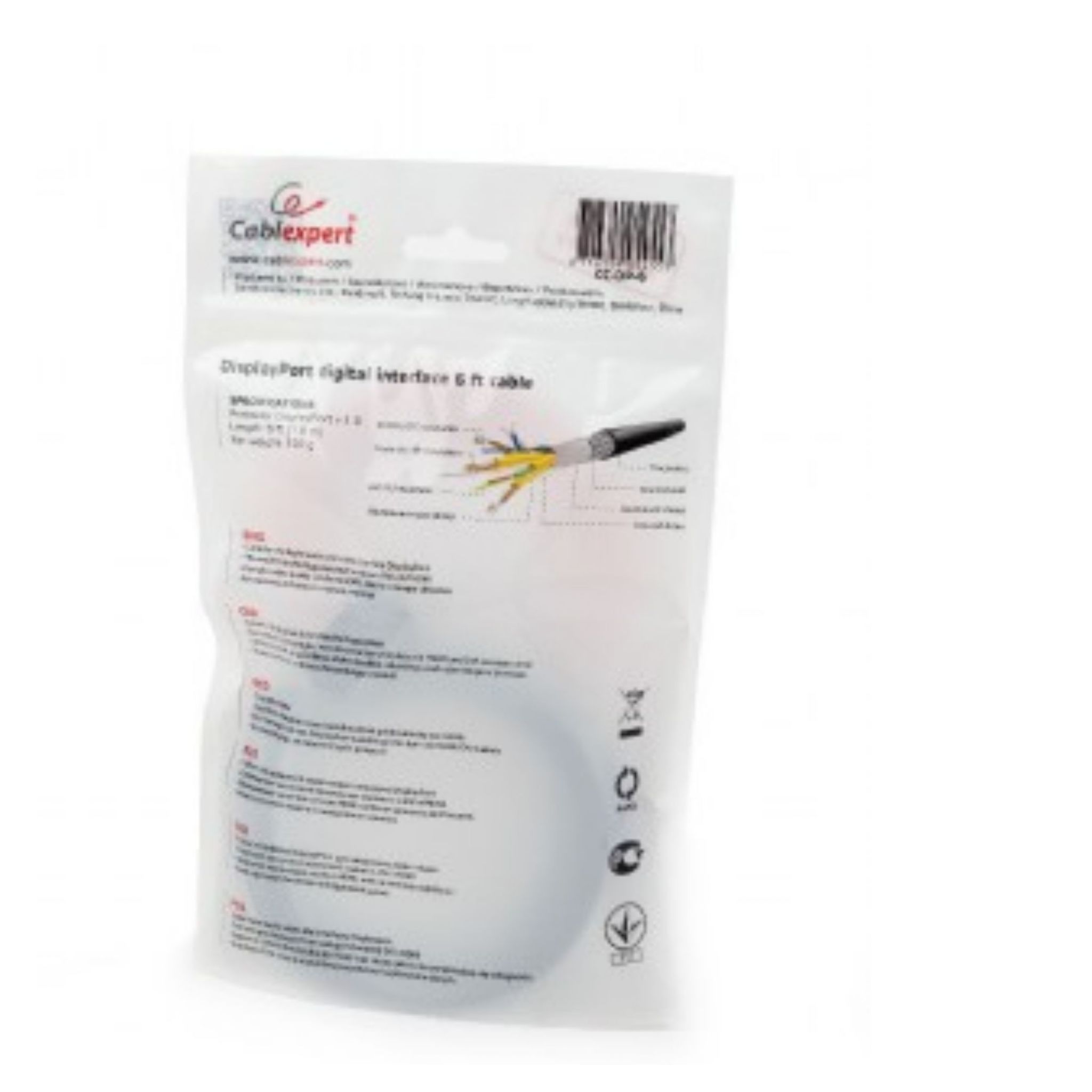 Kabel DisplayPort firmy Cablexpert w plastikowym opakowaniu.