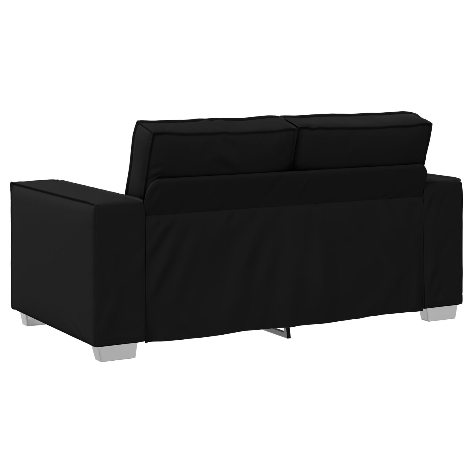 Schwarzes Sofa von hinten, quadratische Form, weiße Beine.