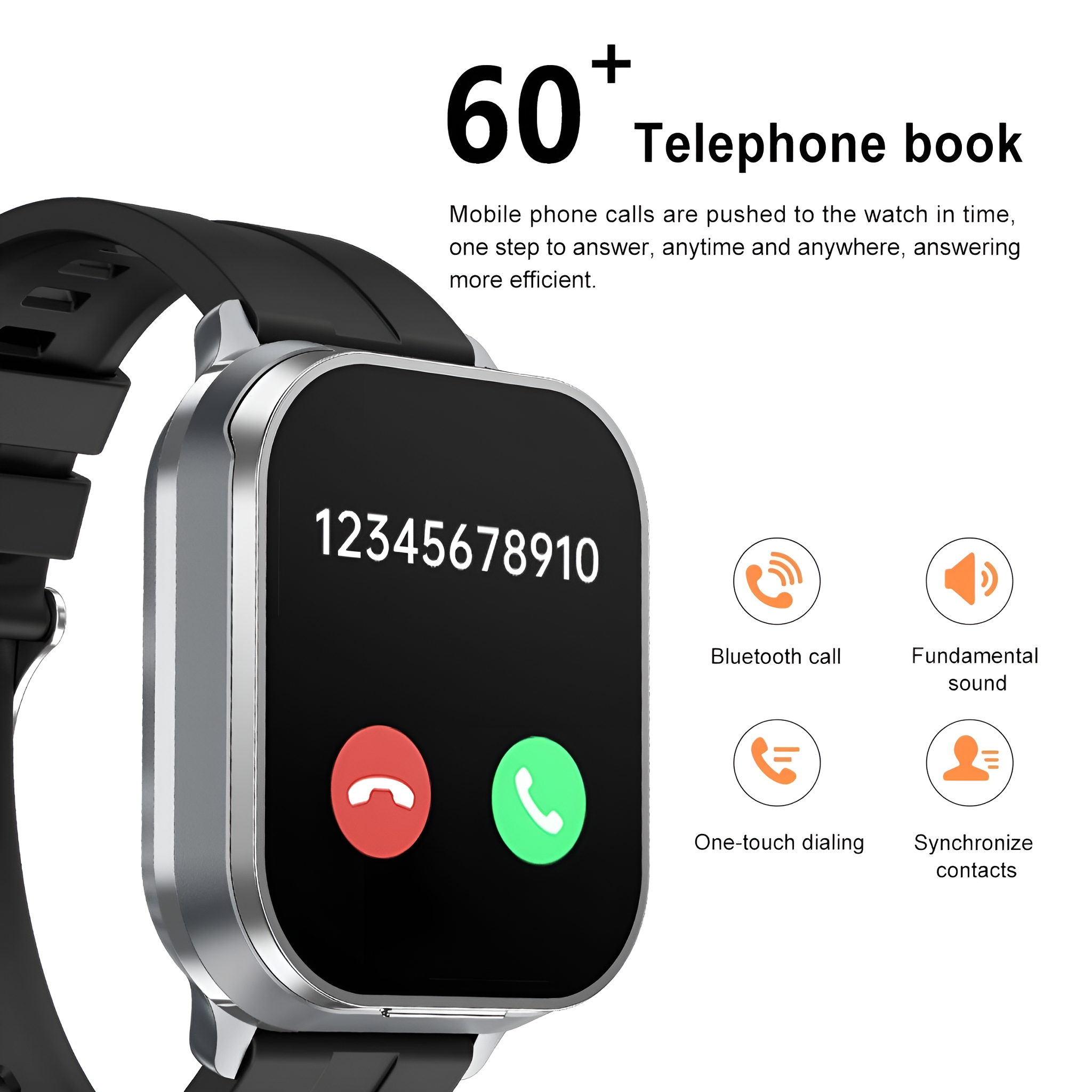 Smartwatch mit Telefonanrufschnittstelle und großer Nummer.