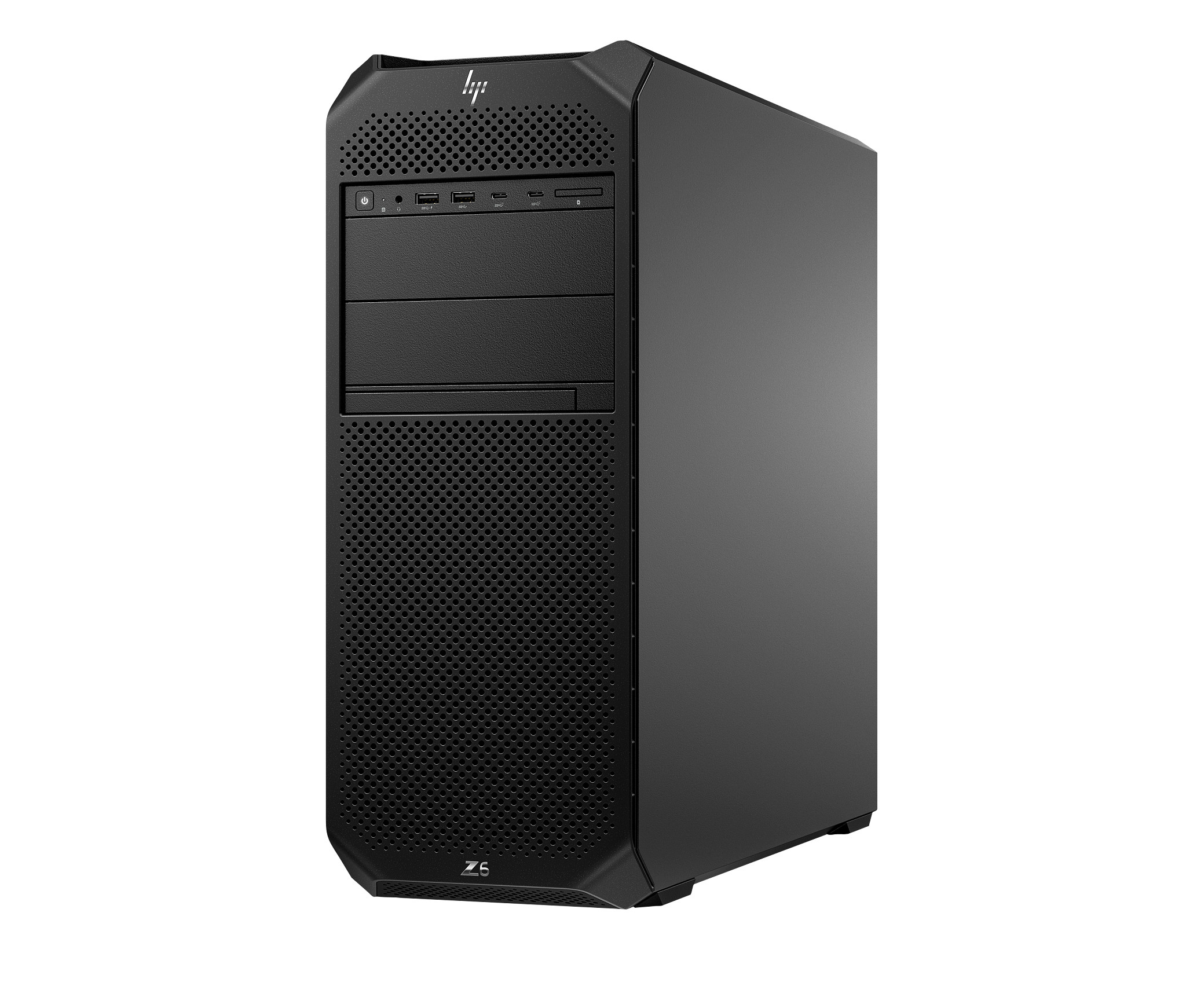 Computer workstation HP Z5 nero. Dispone di un pannello frontale a rete e un design grande e squadrato.