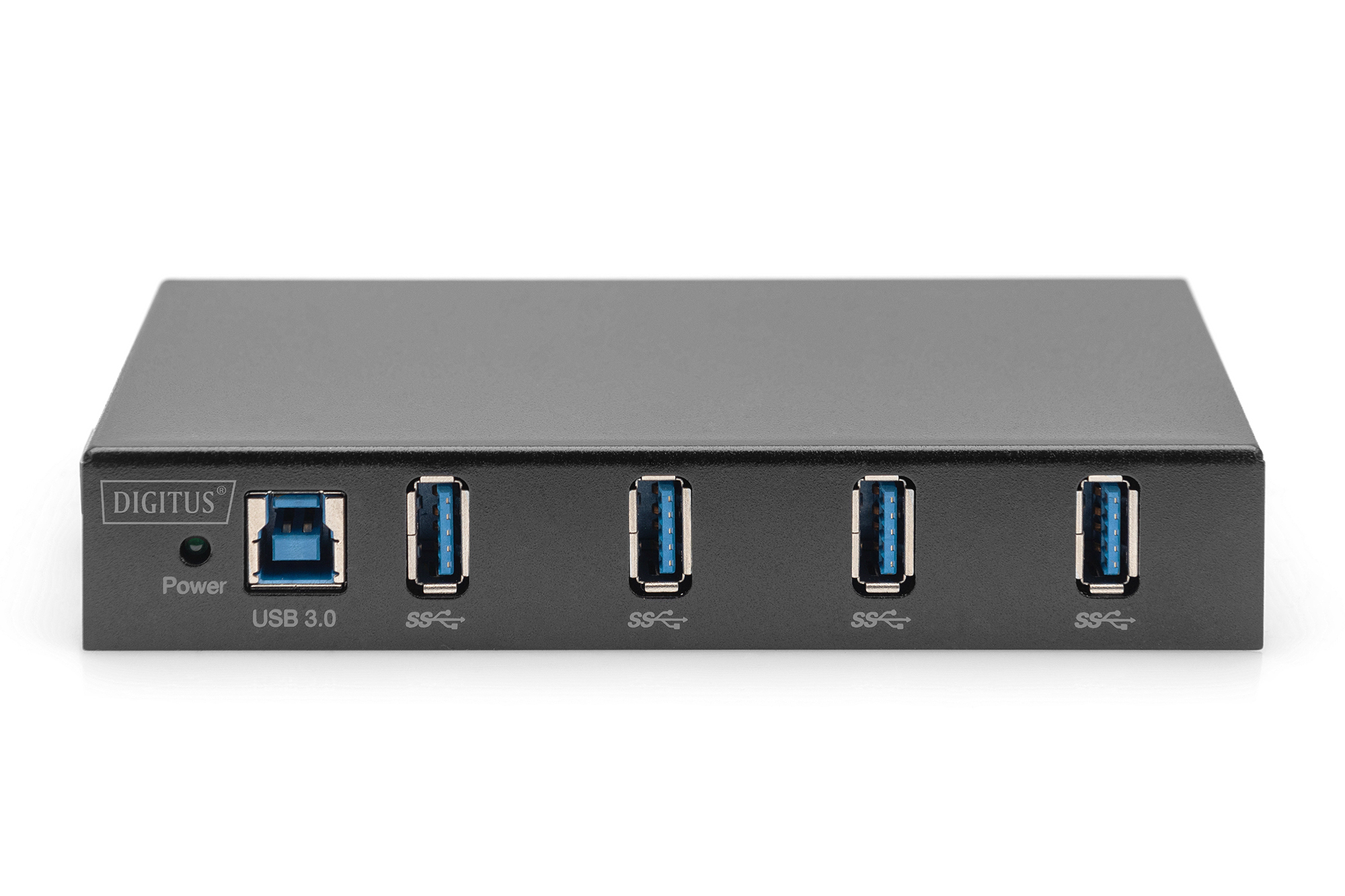 Hub USB 3.0 nero con quattro porte USB.