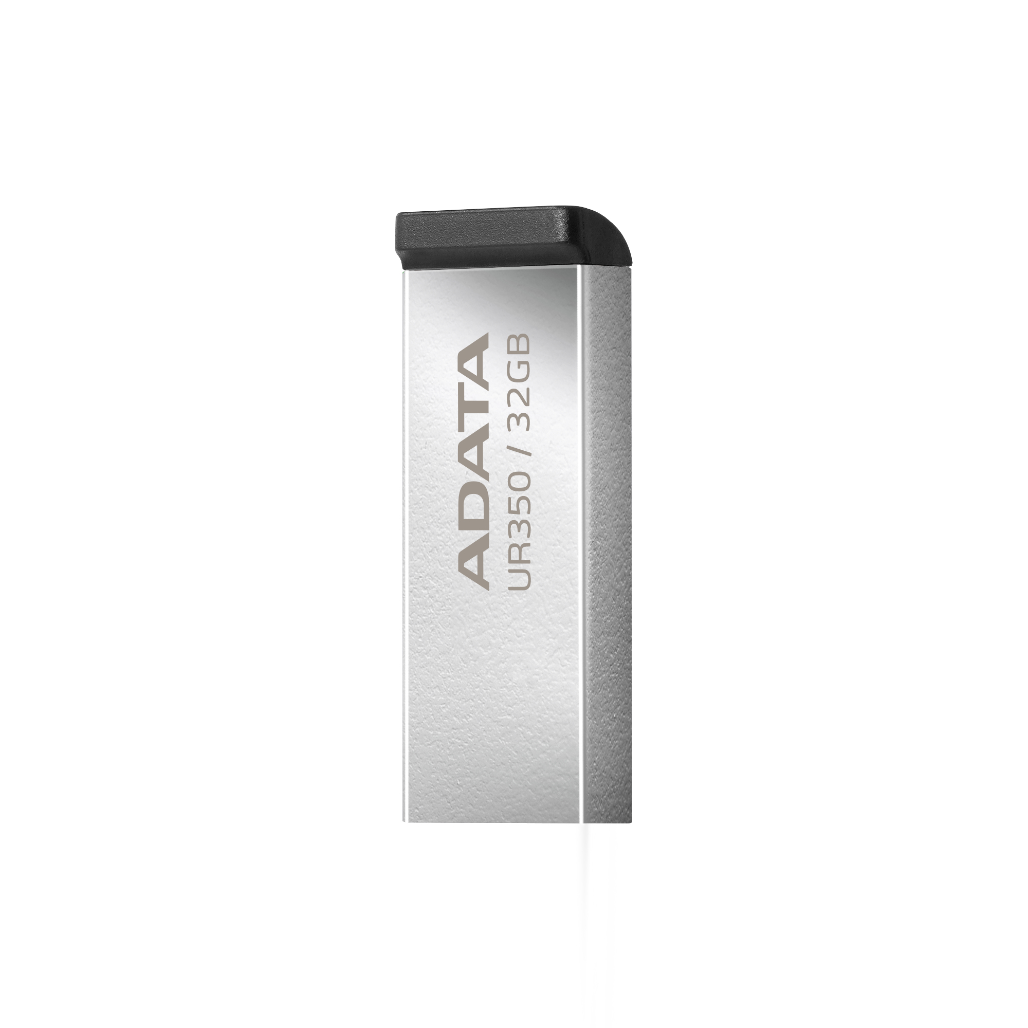 Srebrny pendrive ADATA 32GB, z czarną nasadką.