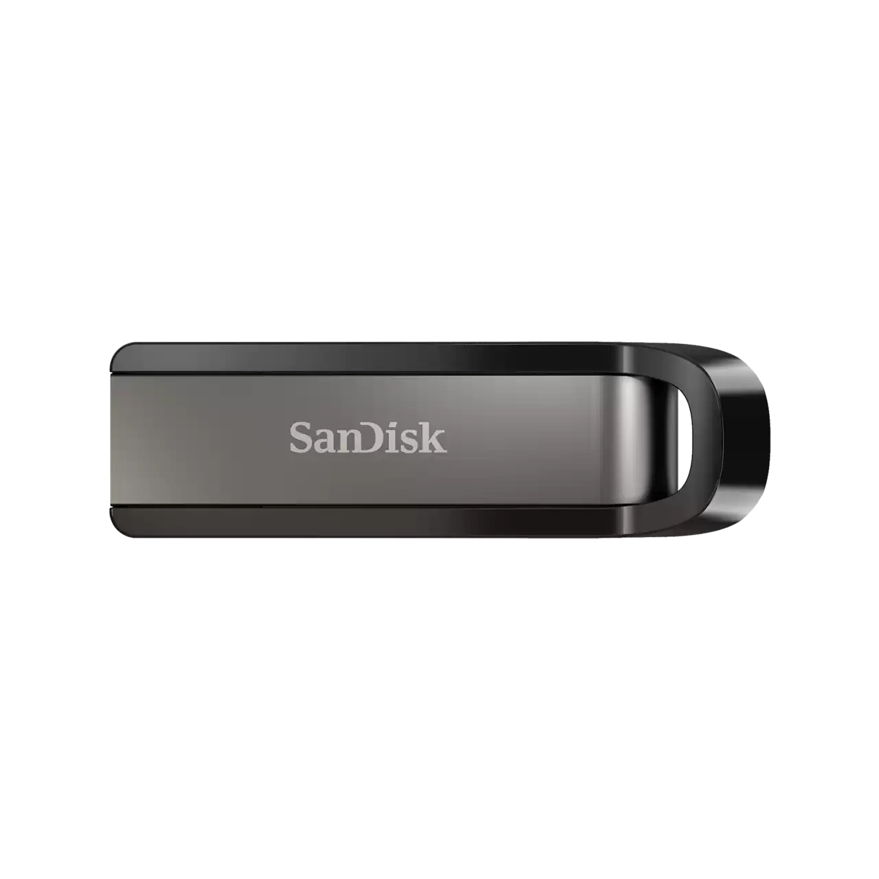 Pendrive Sandisk: srebrny i czarny, logo z przodu.