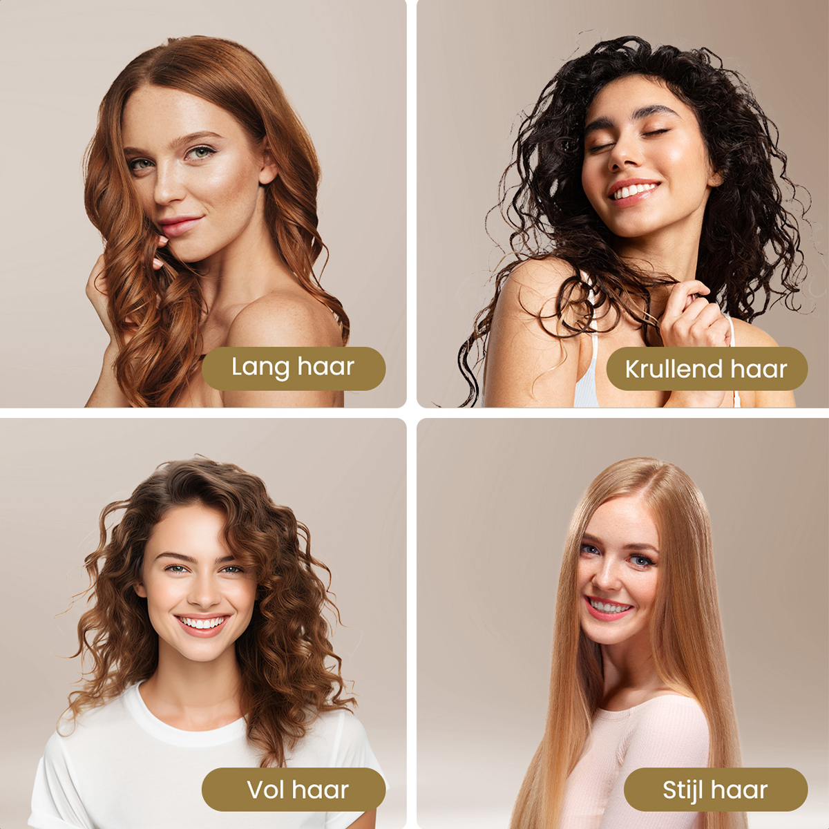 Femme aux longs cheveux blonds raides, souriante. Haut rose clair.