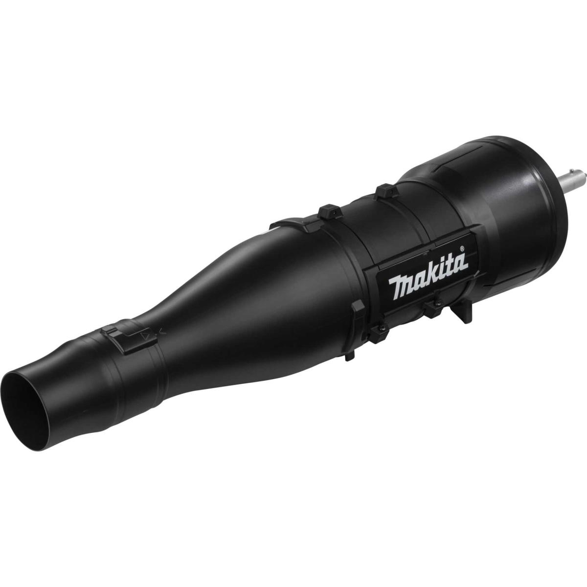 Soffiatore Makita nero con ugello lungo e logo Makita. Sfondo bianco.