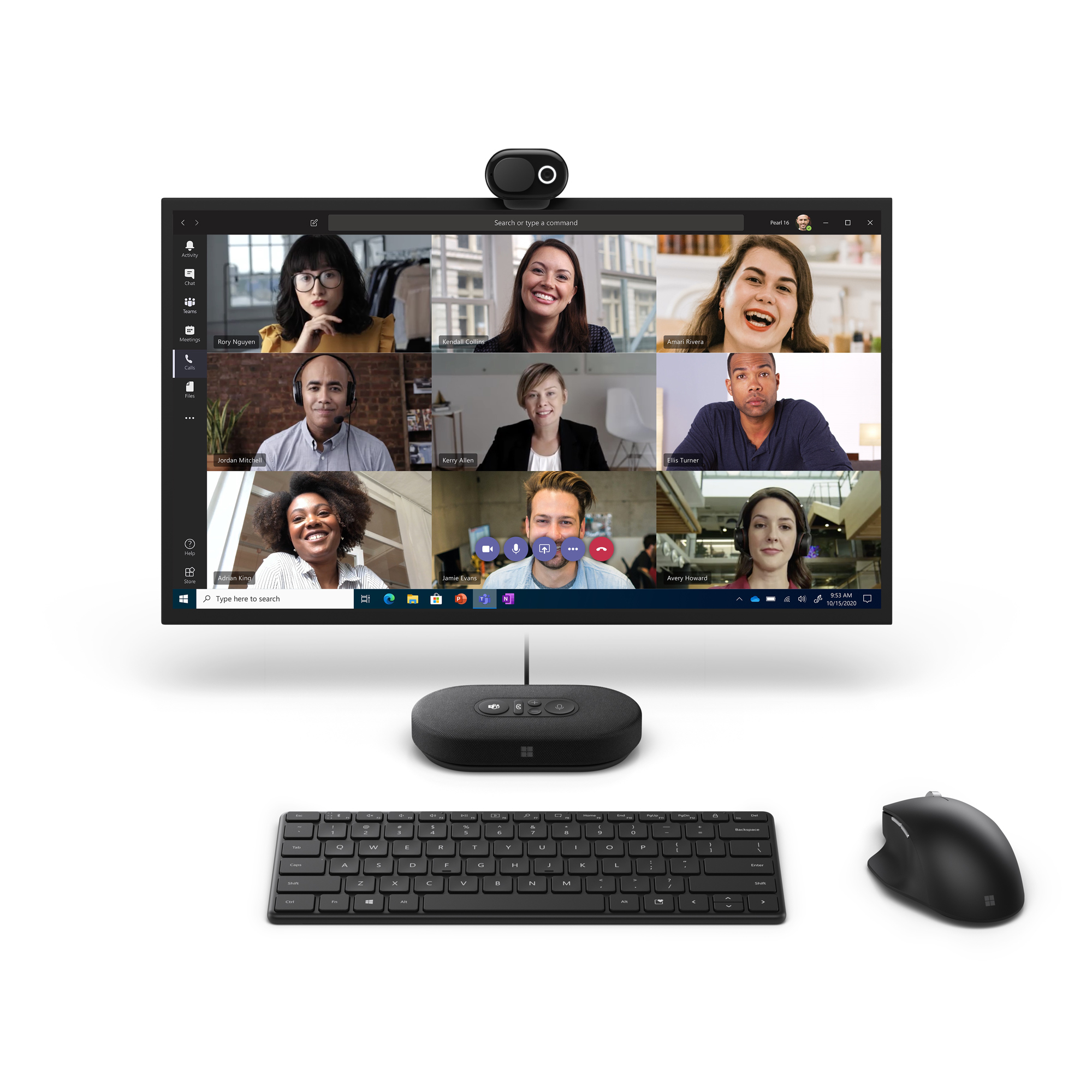 Una pantalla de computadora muestra una videoconferencia con 8 personas.