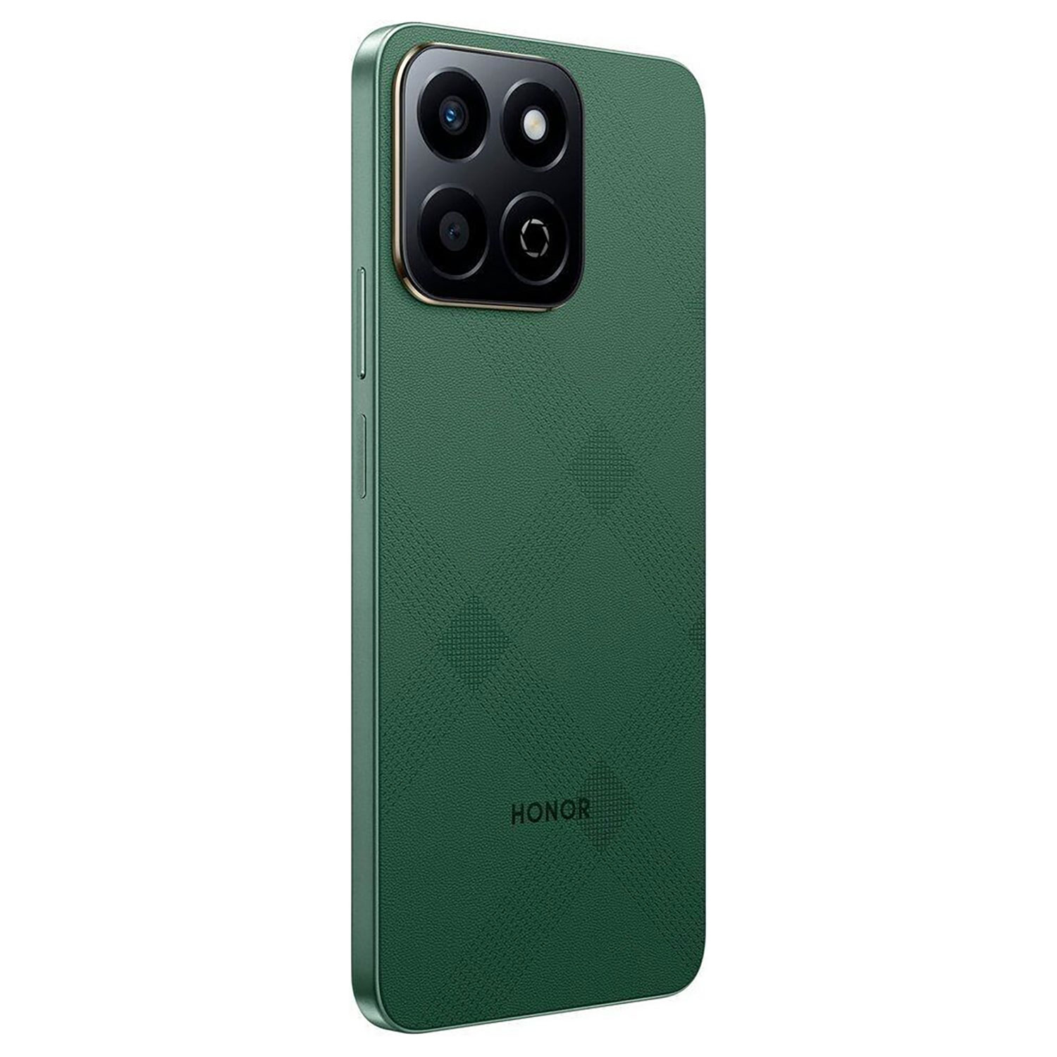 Grünes HONOR-Telefon mit vier Rückkameras, grünem Rücken und dem HONOR-Logo.
