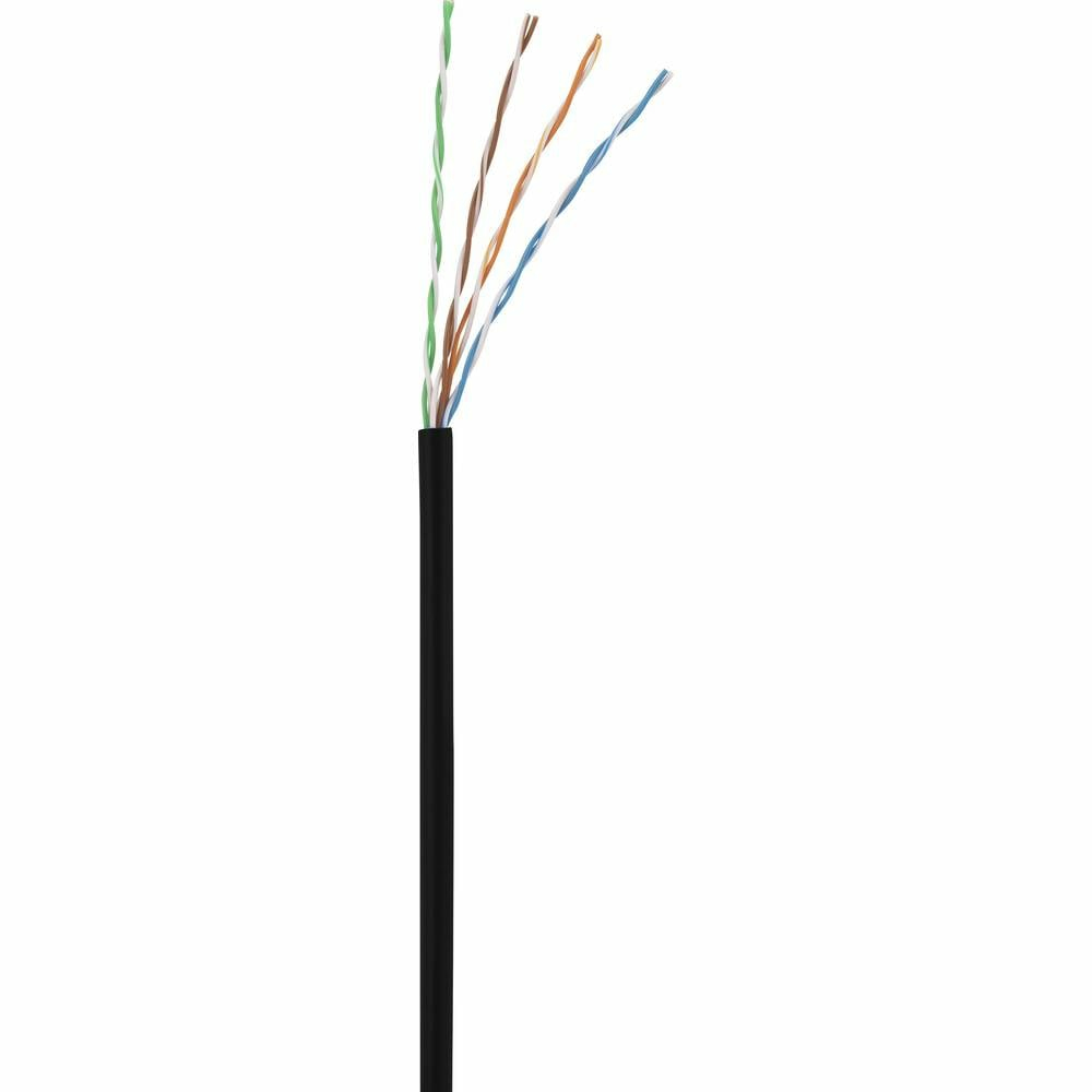 L'estremità di un cavo Ethernet nero con quattro fili colorati che sporgono.